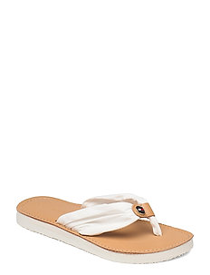 LEATHER FOOTBED BEACH SANDAL - tongs - ivory
