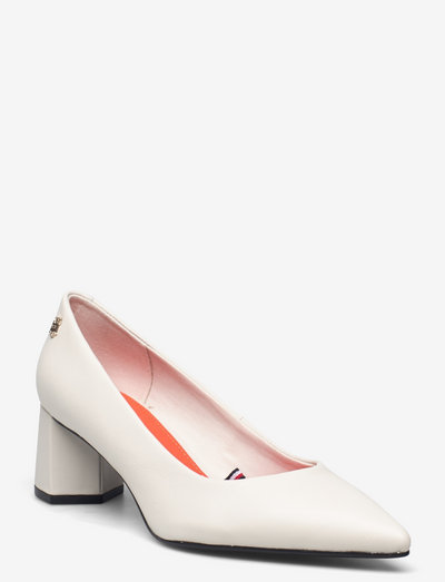 BASIC LEATHER MID HEEL PUMP - classic pumps - white dove