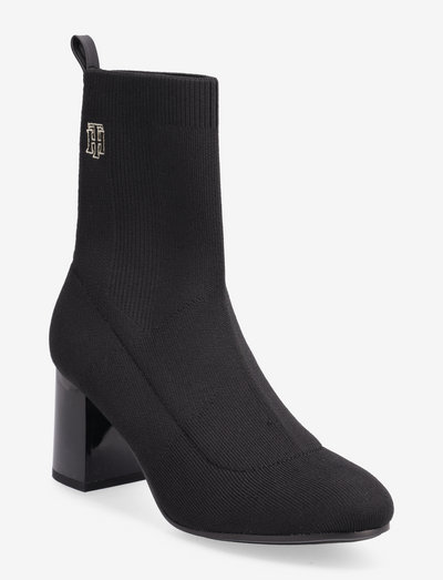 TH LOGO HIGH HEEL SOCK BOOT - heeled ankle boots - black