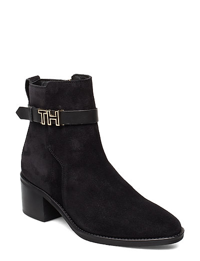 tommy hilfiger th buckle suede bootie