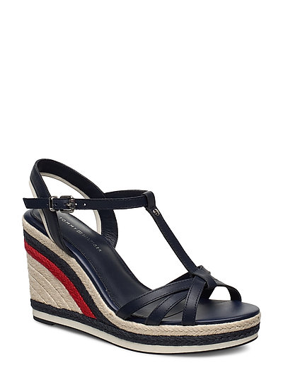Tommy Stripy High Wedge Sandale Mit Absatz Espadrilles Blau TOMMY HILFIGER