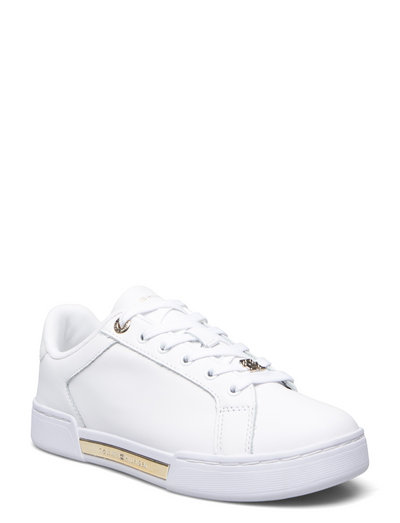 Tommy Hilfiger Court Sneaker With Lace Hardware (White / Gold), (97.93 ...