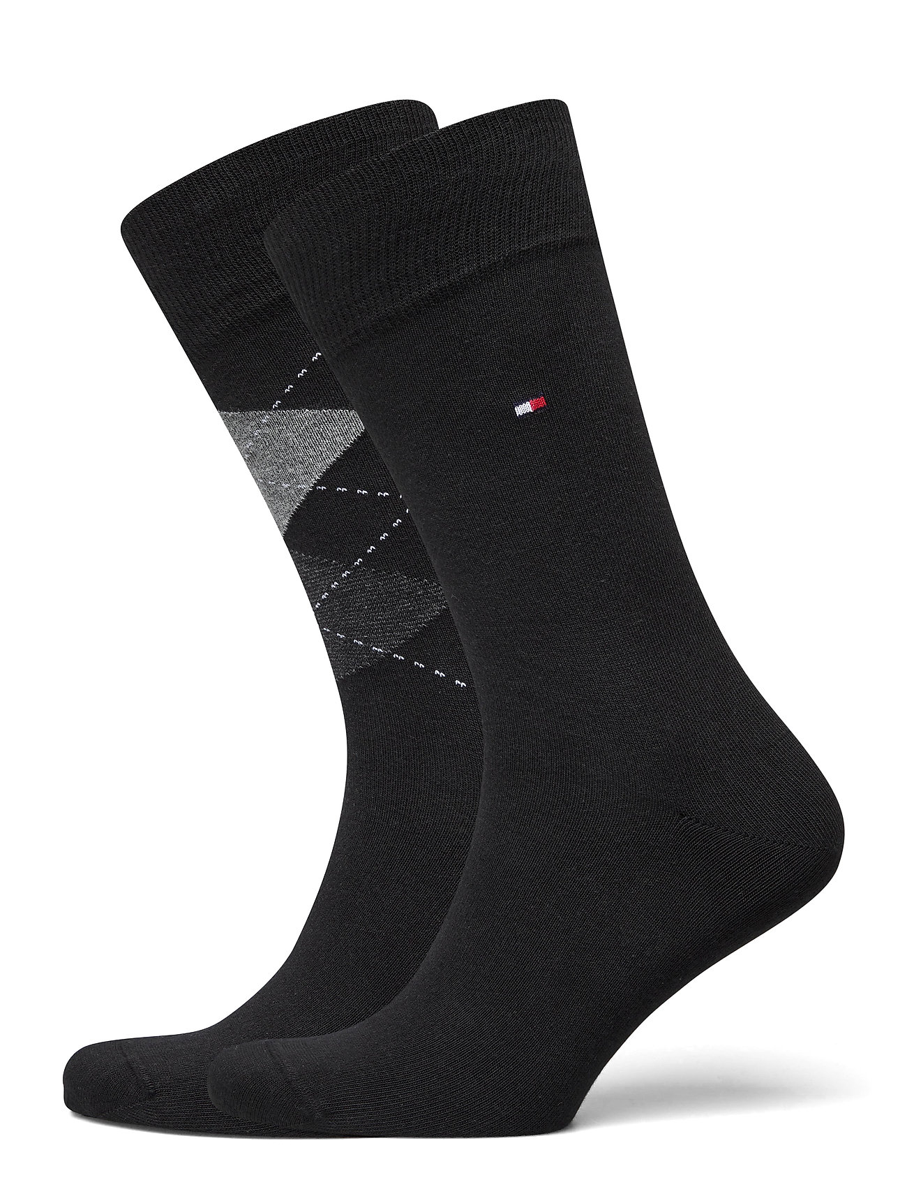 TOMMY HILFIGER Th Herren Socke Check 2P Schwarz - 43-46 - Herren