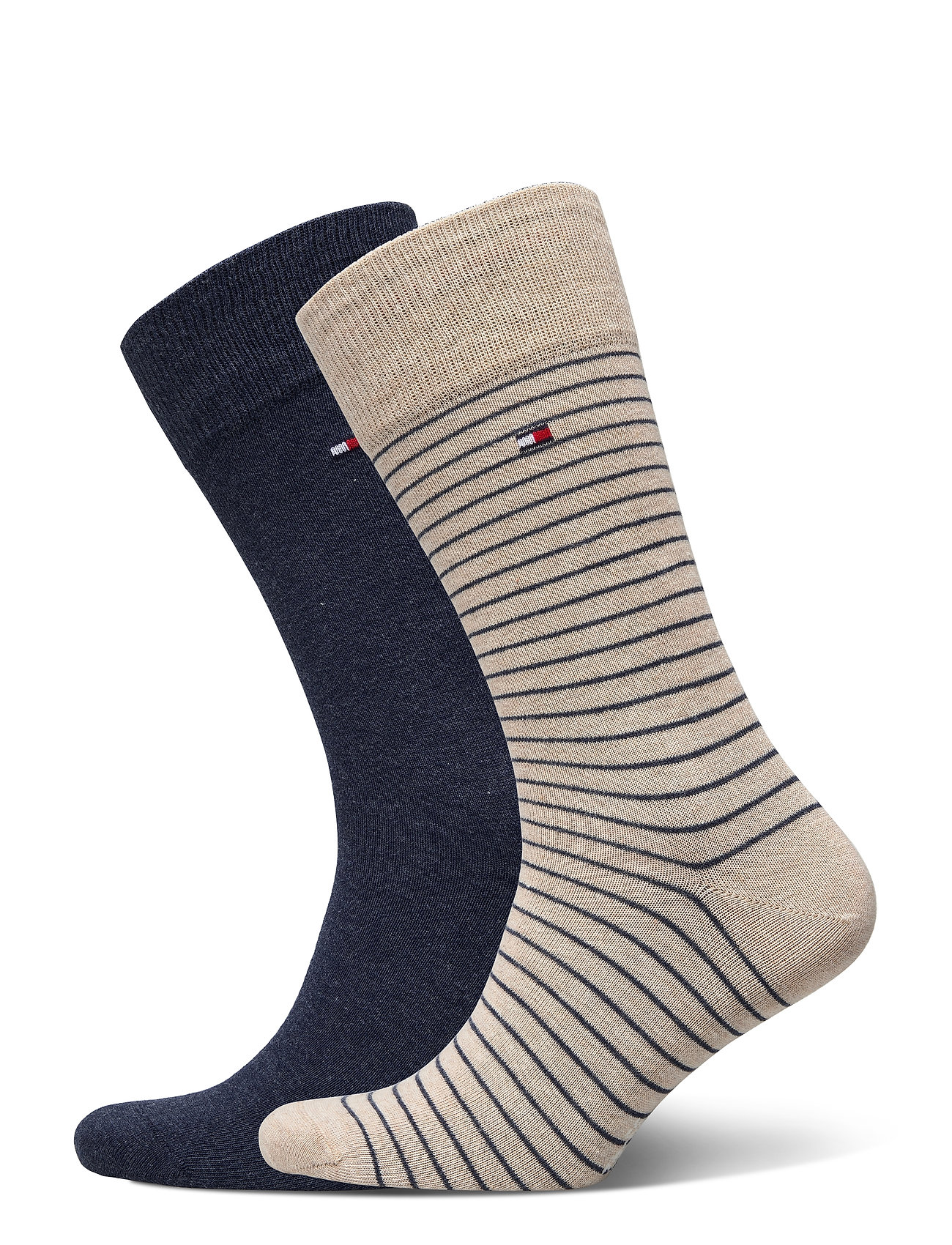 Th Men Small Stripe Sock 2p Underwear Socks Regular Socks Beige Tommy Hilfiger