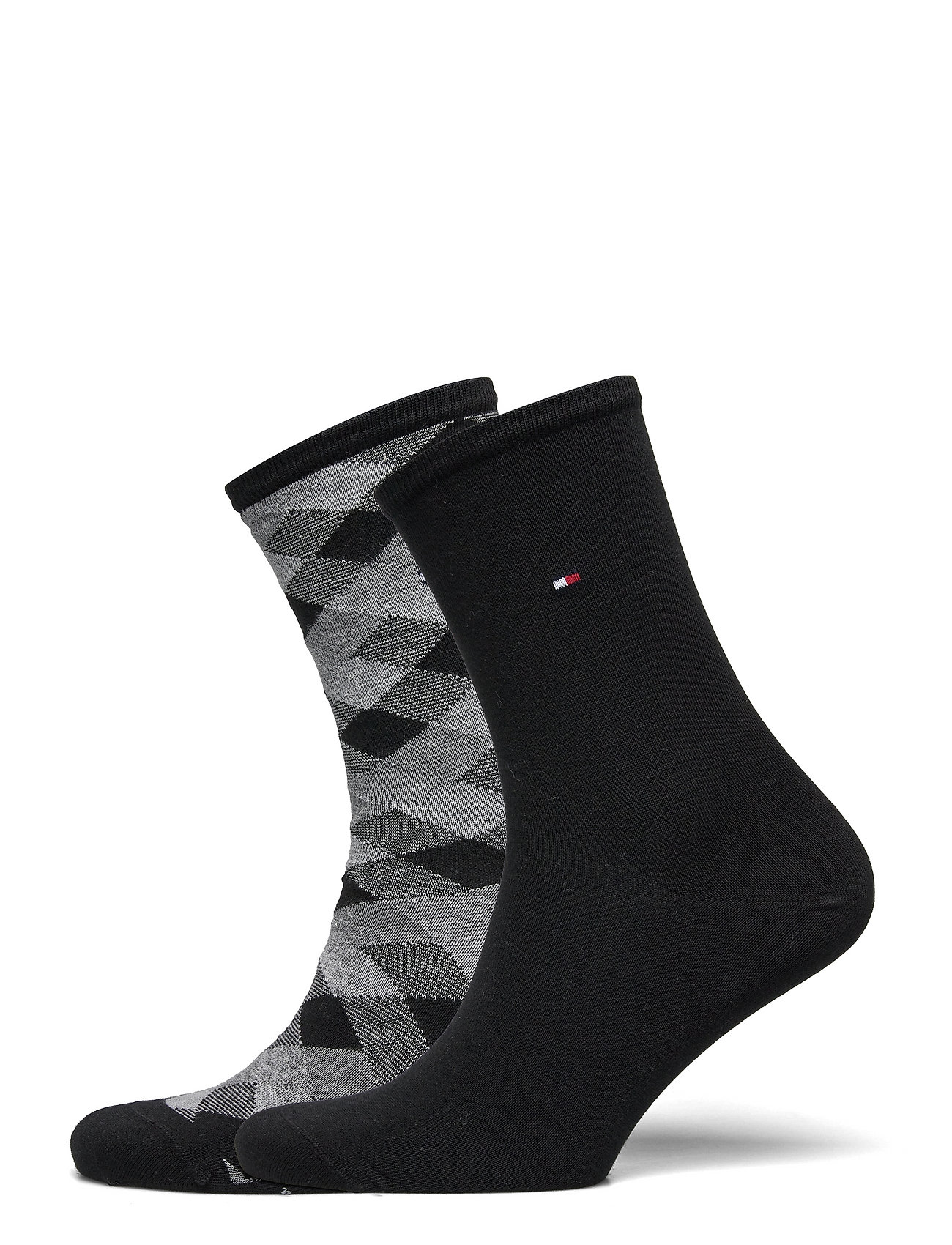 Th Women Seasonal Sock 2p Check Lingerie Socks Regular Socks Musta Tommy Hilfiger