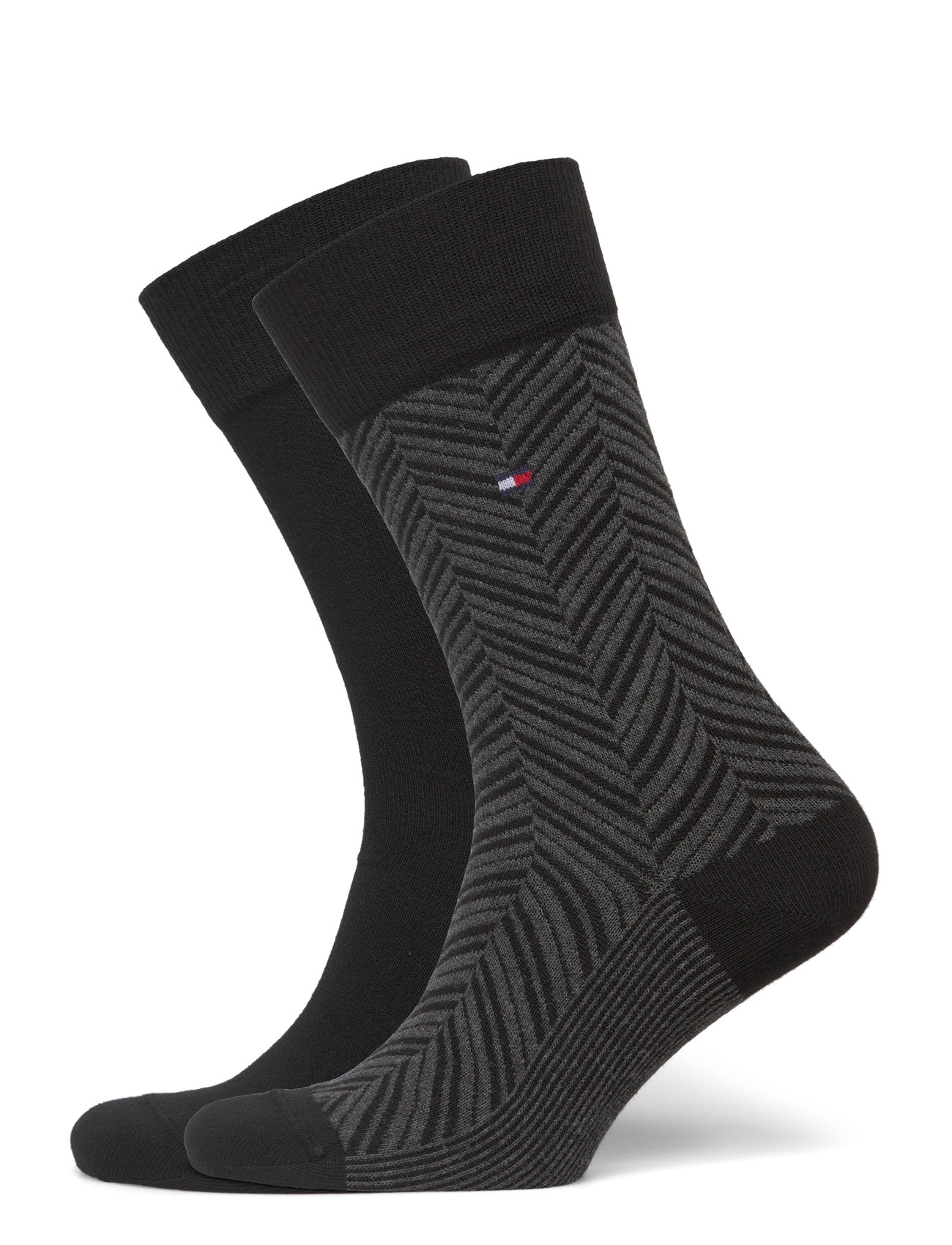 Tommy Hilfiger Th Men Sock 2P Irregular Herringb, 43-46, Black, Sokker > Almindelige Sokker, Herre