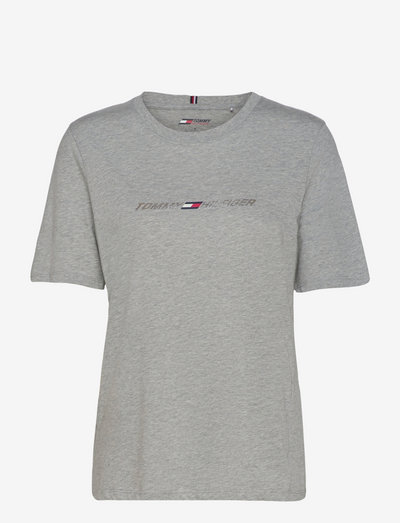 REGULAR FRONT PRINT C-NK TEE SS - t-shirts - light grey heather