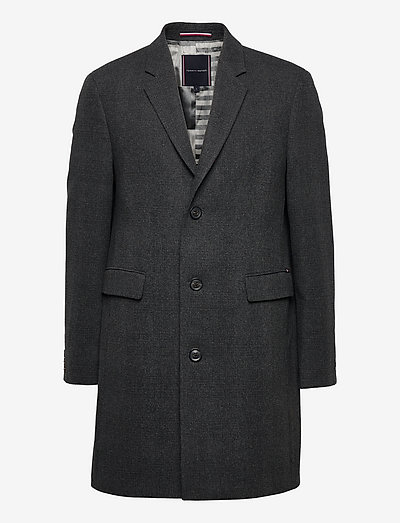 WOOL MIX CHECK COAT - winter coats - grey check