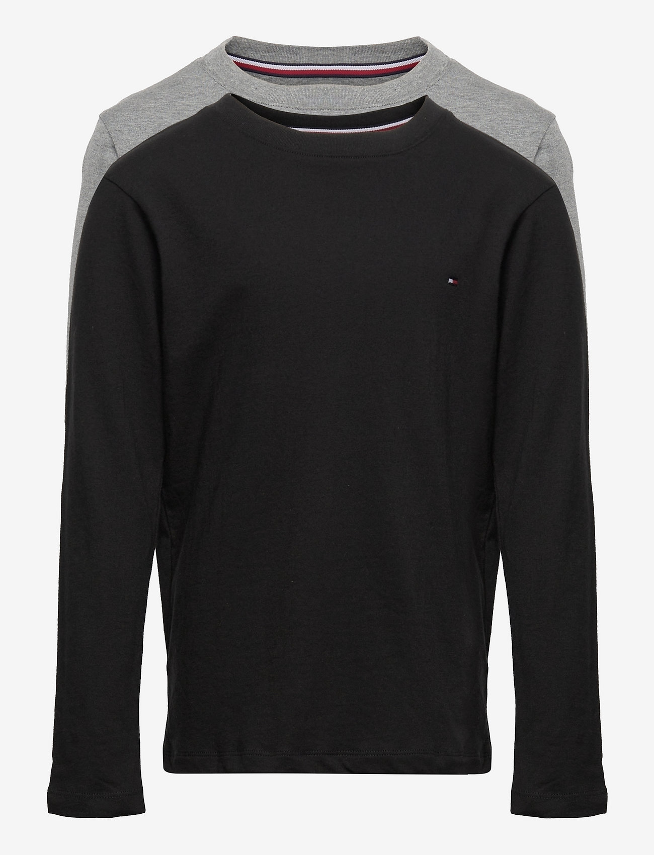 Tommy Hilfiger - 2P CN TEE LS - long-sleeved t-shirts - medium grey ht/black - 0