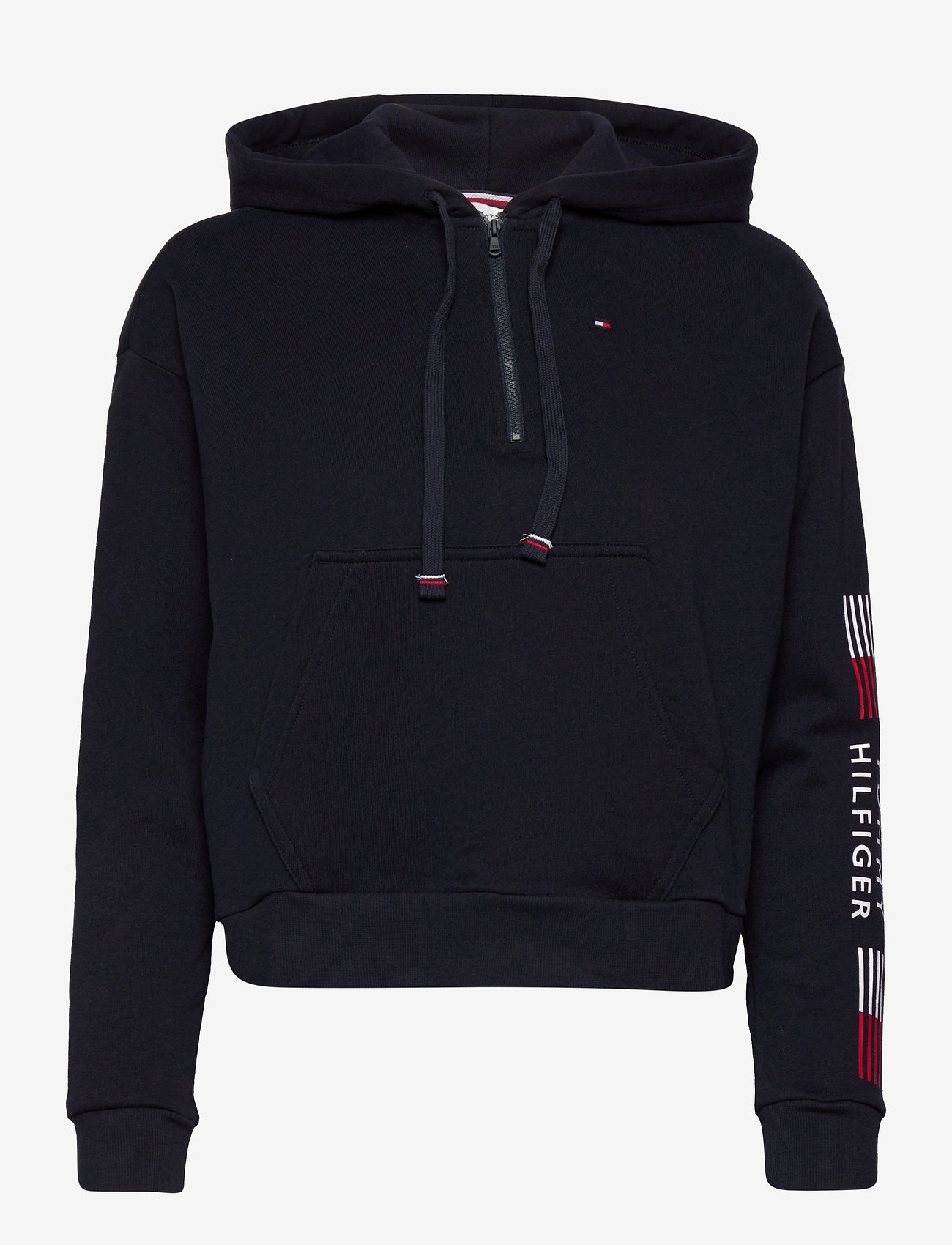 tommy jeans funnel neck half zip hoodie