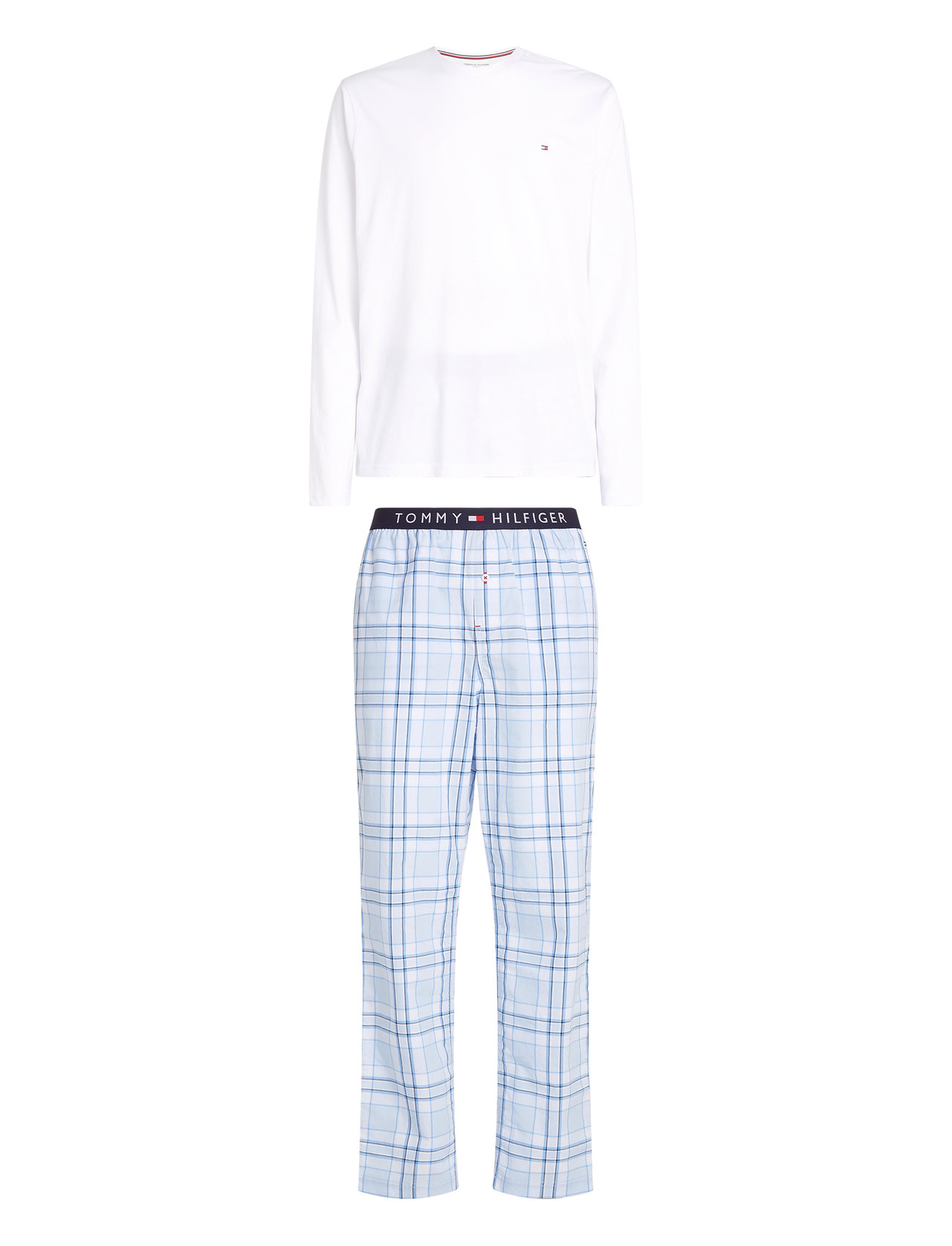 Ls Pant Woven Set Print Pyjamas White Tommy Hilfiger