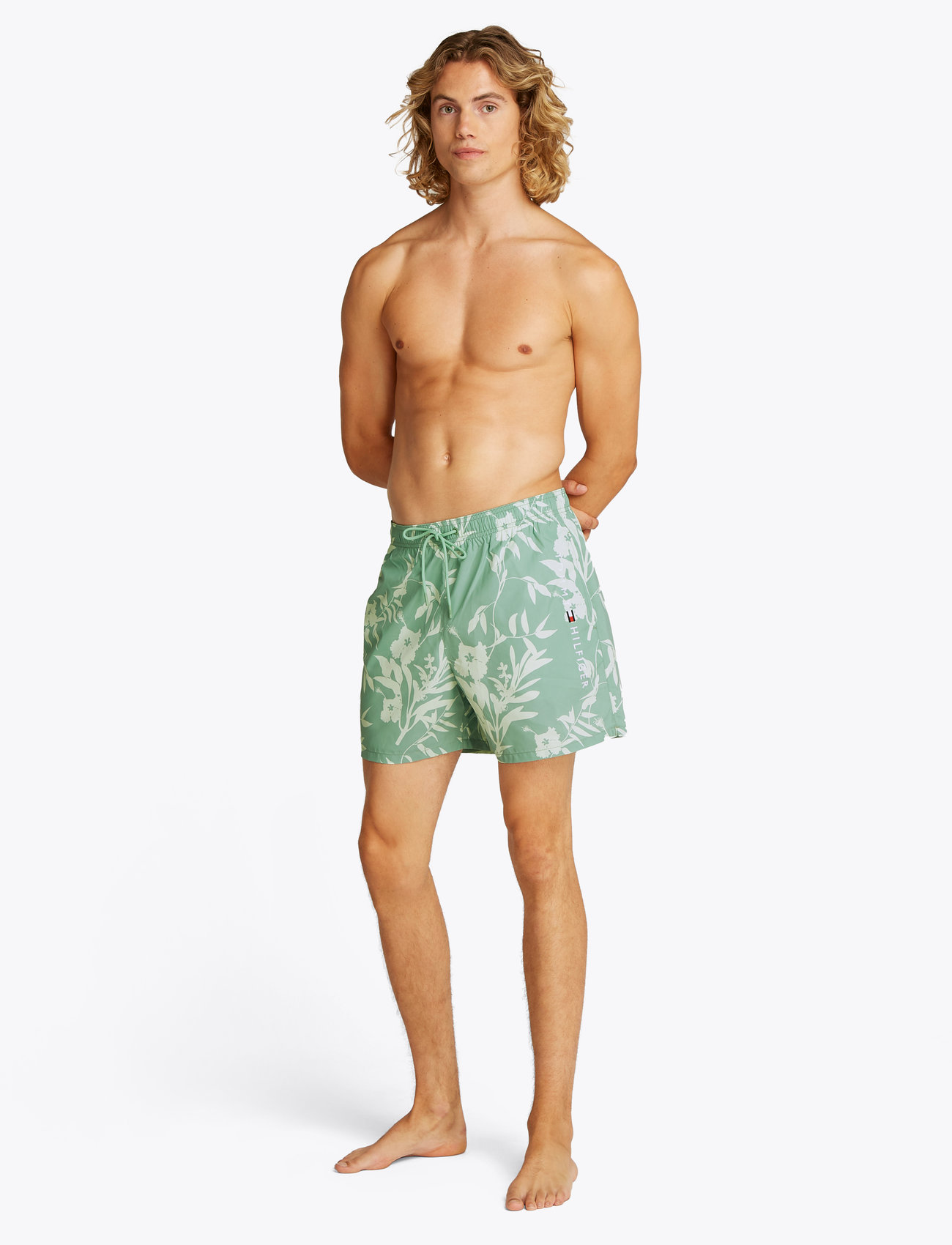 Tommy Hilfiger Medium Drawstring Print, S, Green, Badetøj > Shorts, Herre