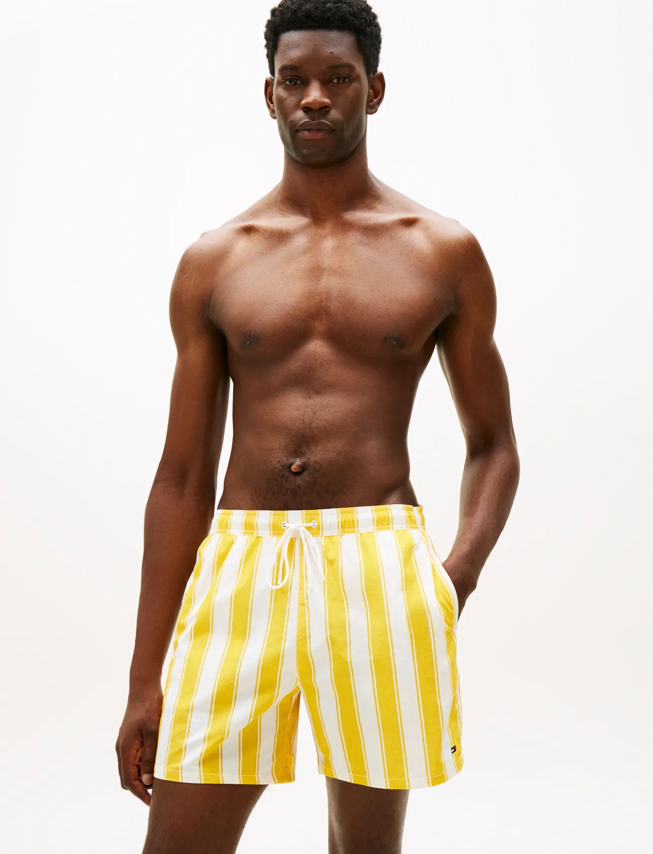 Tommy Hilfiger Medium Drawstring Print, S, Yellow, Badetøj > Shorts, Herre