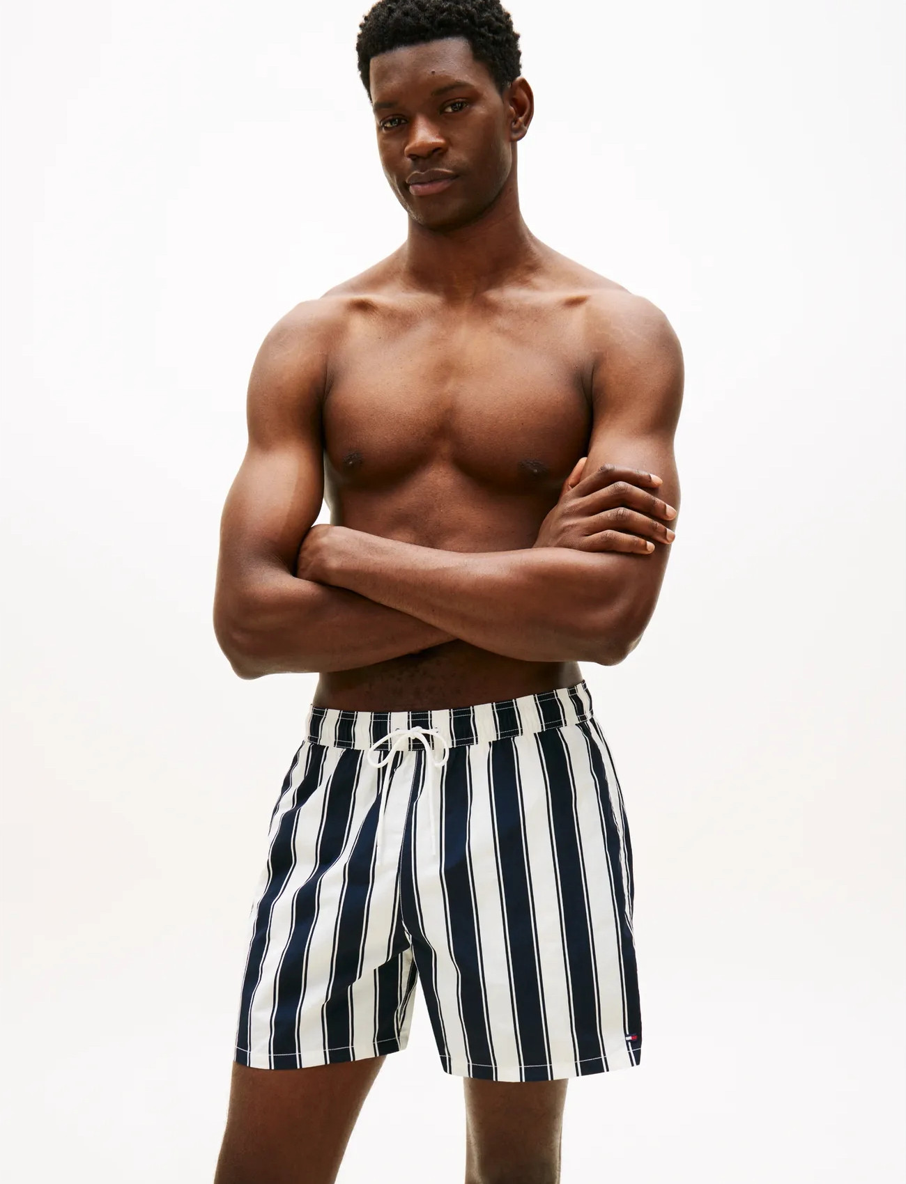 Tommy Hilfiger Medium Drawstring Print, S, White, Badetøj > Shorts, Herre