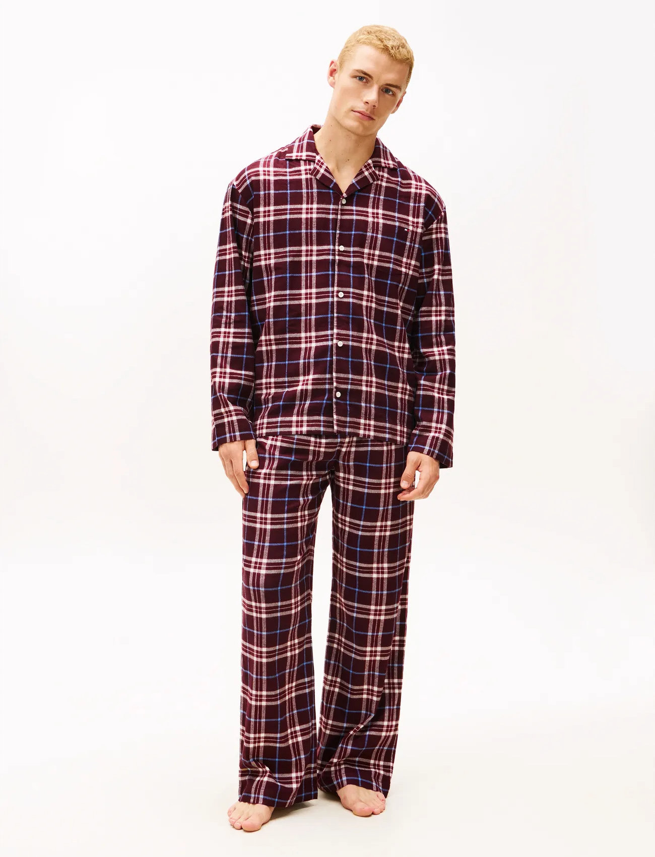 Tommy Hilfiger Relaxed Flannel Pj Set -Boxed, M, Burgundy, Shirts > Flannel Shirts, Herre