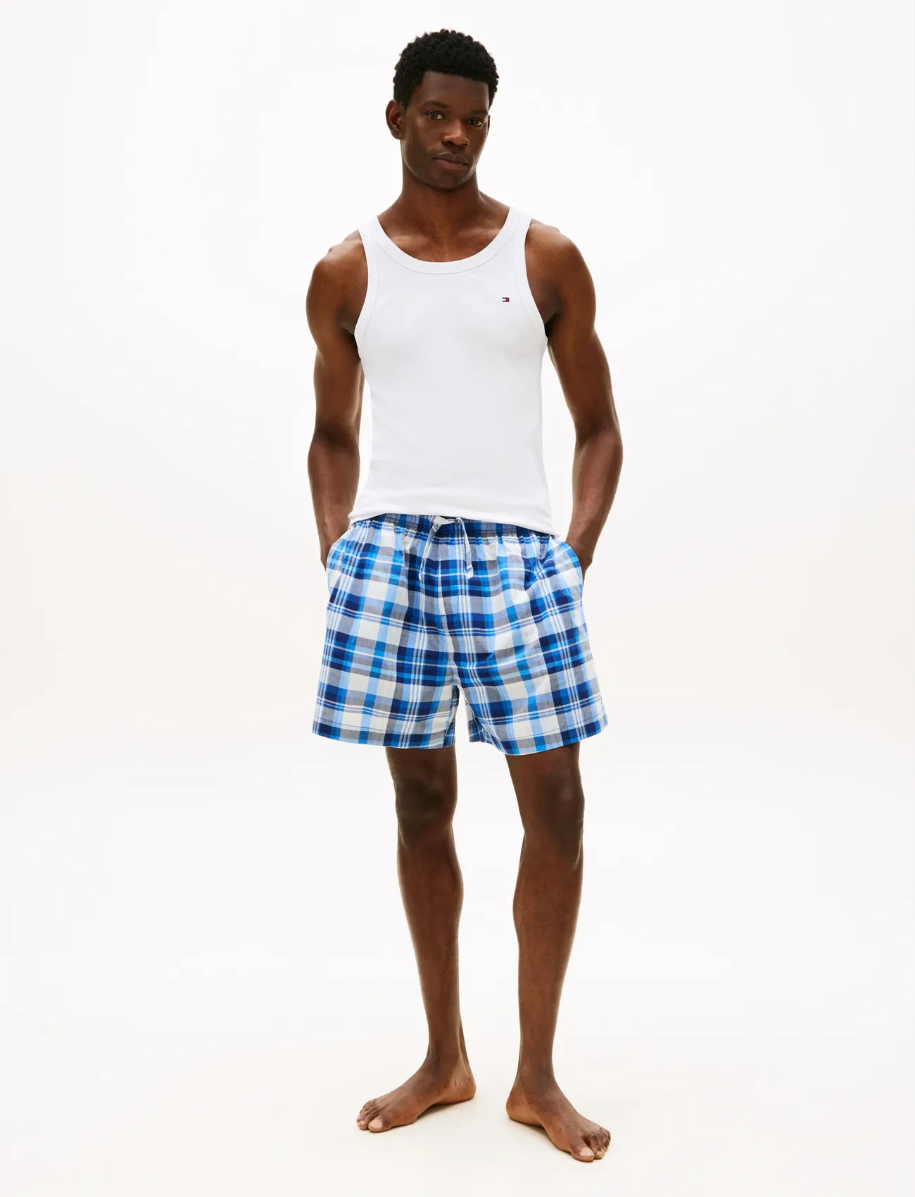 Tommy Hilfiger Tank & Woven Short Set, XL, Blue, Nat- Og Opholdstøj > Pyjamas (set), Herre