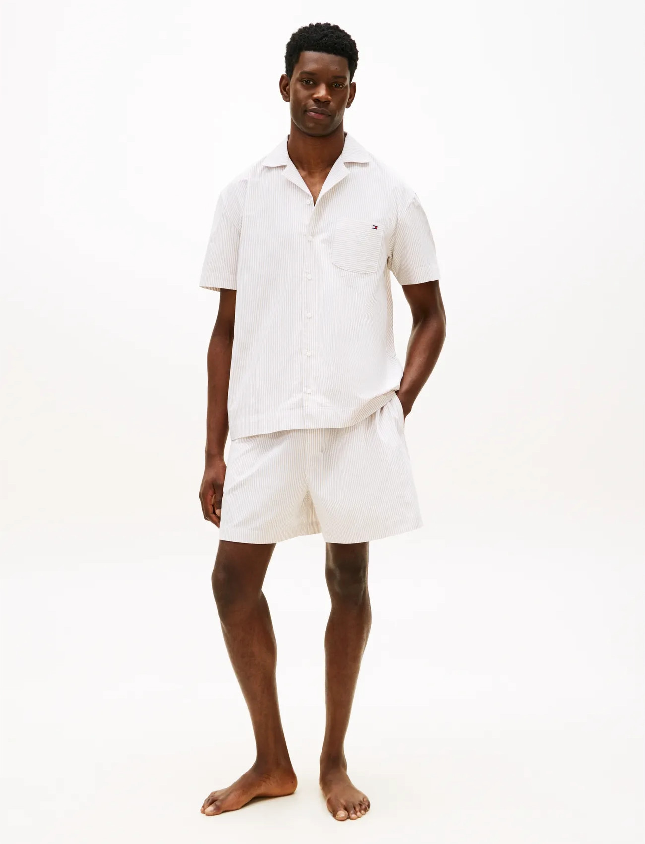 Tommy Hilfiger Ss Woven Short Set Oxford, S, Cream, Nat- Og Opholdstøj > Pyjamas (set), Herre