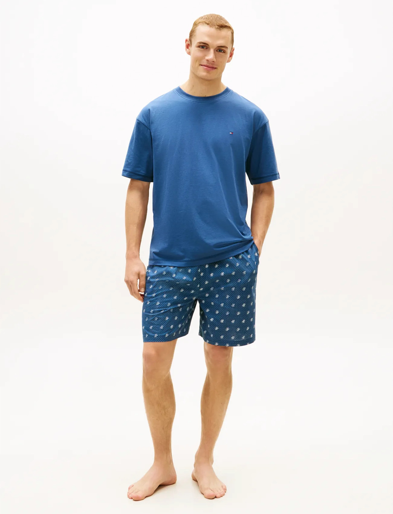 Tommy Hilfiger Ss Woven Short Print Set, XL, Blue, Nat- Og Opholdstøj > Pyjamas (set), Herre