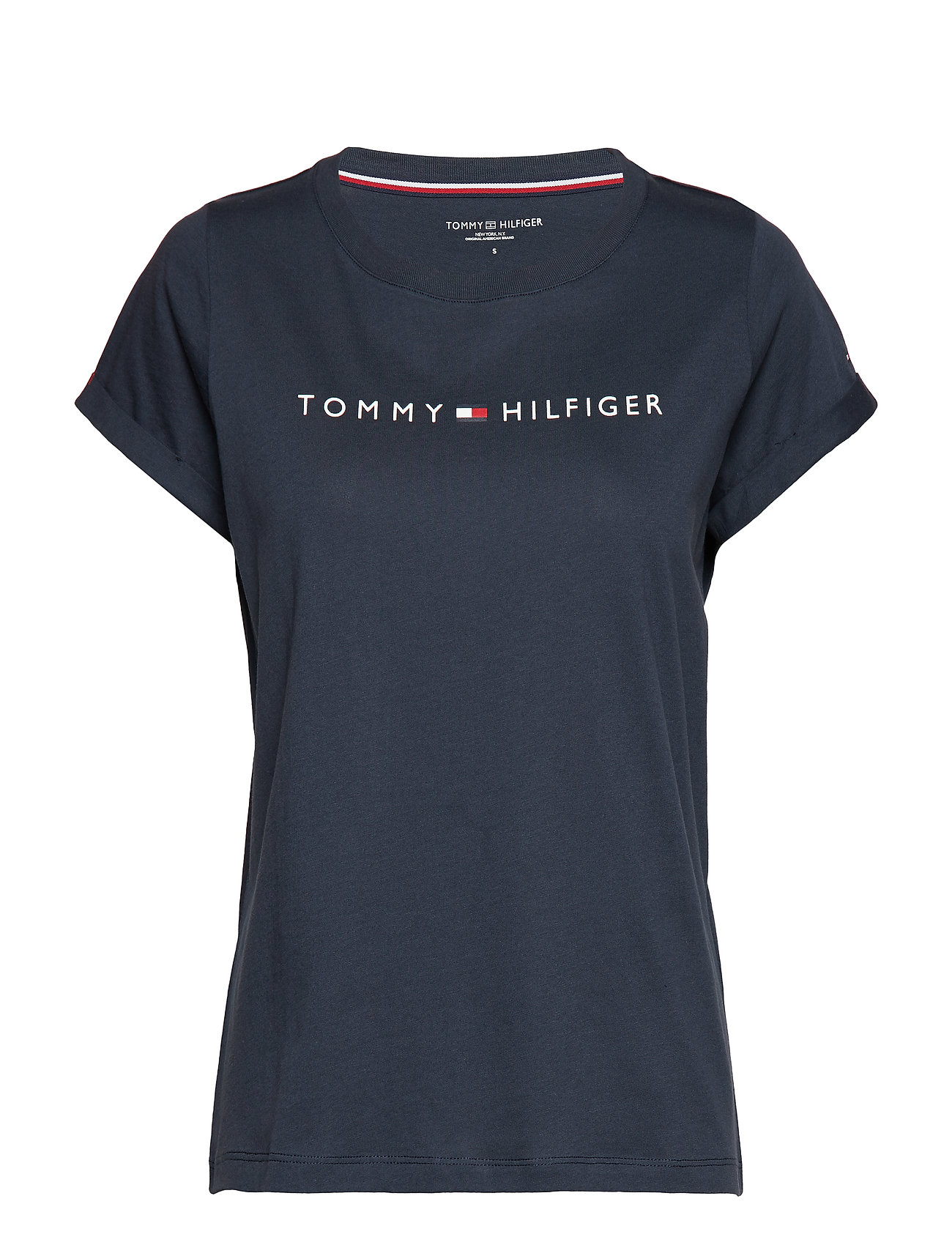 Blå Tommy Hilfiger Rn Tee Ss Logo T-shirt Blå Tommy Hilfiger t-shirts toppe for dame - Pashion.dk