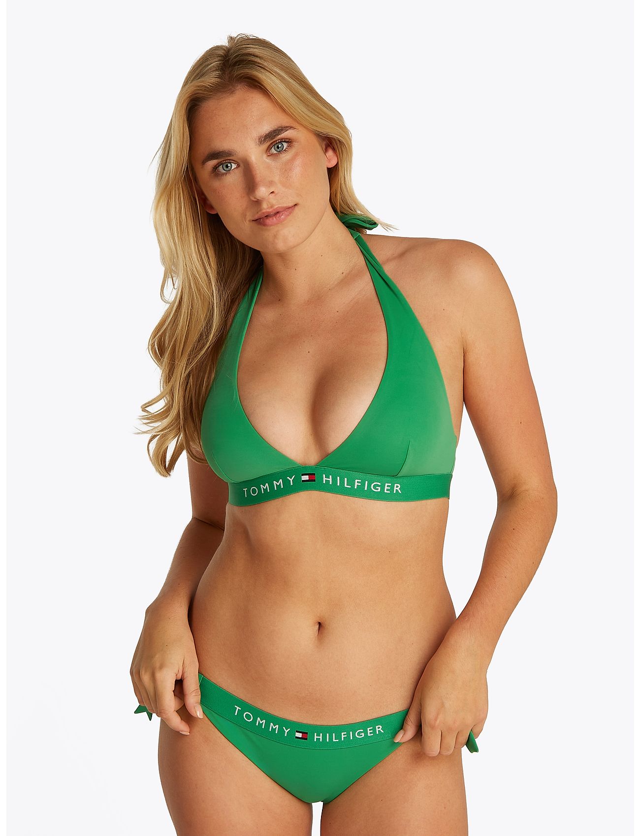 Tommy Hilfiger Cheeky Side Tie Bikini, M, Green, Bikinitrusser > Bikinier Med Sidebånd, Dame