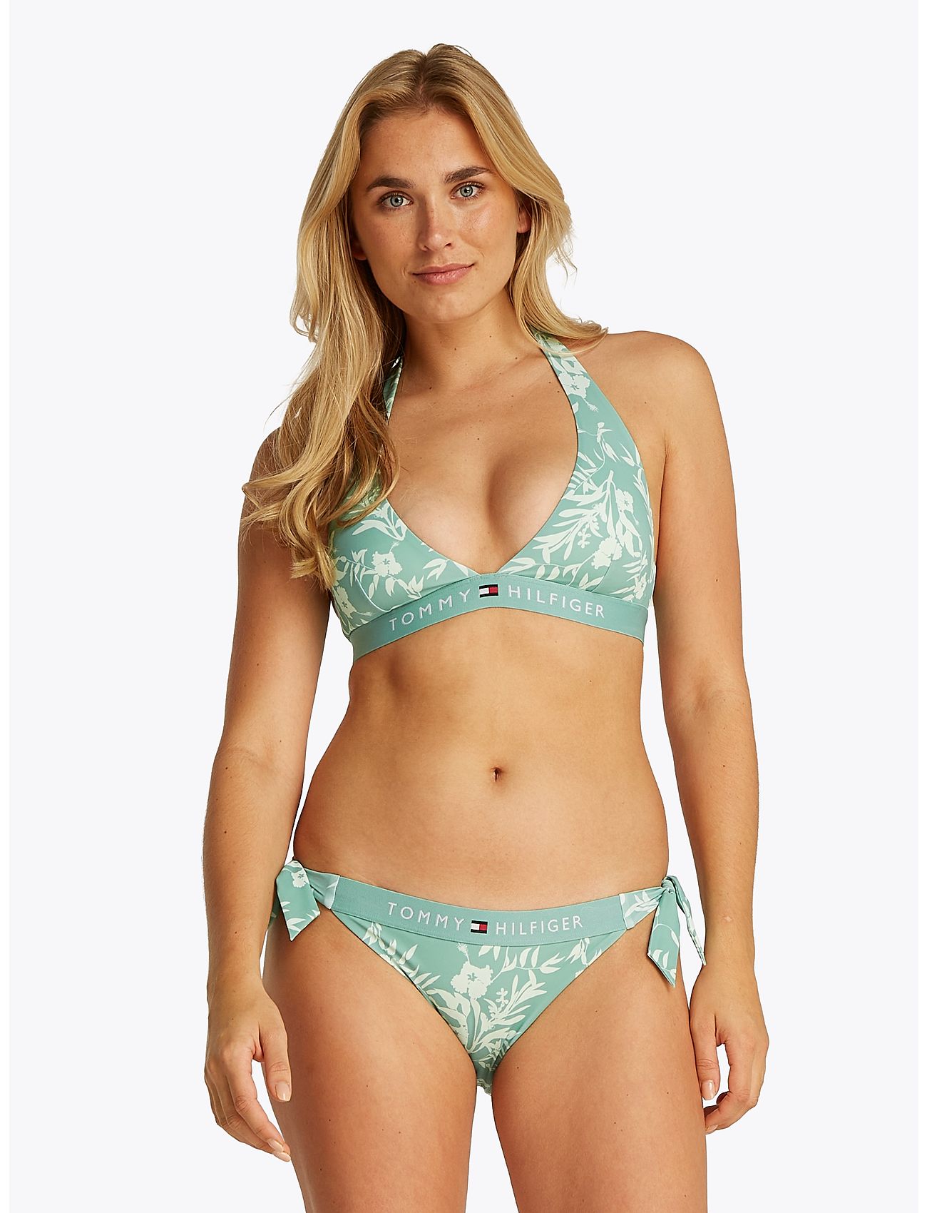 Tommy Hilfiger Cheeky Side Tie Bikini Print, S, Green, Bikinitrusser > Bikinier Med Sidebånd, Dame