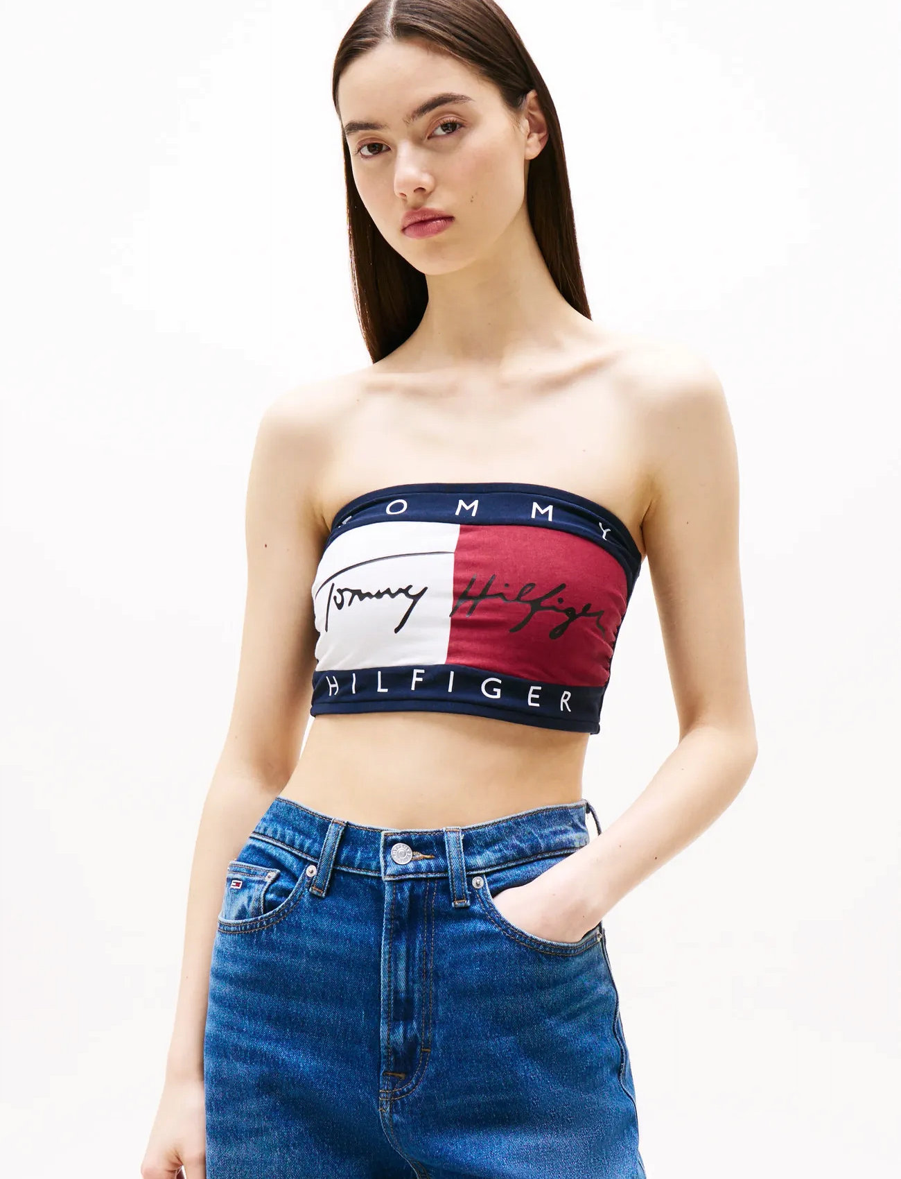 Tommy Hilfiger Bandeau, L, Navy, Crop Overdele > Crop Overdele Uden Ærmer, Dame