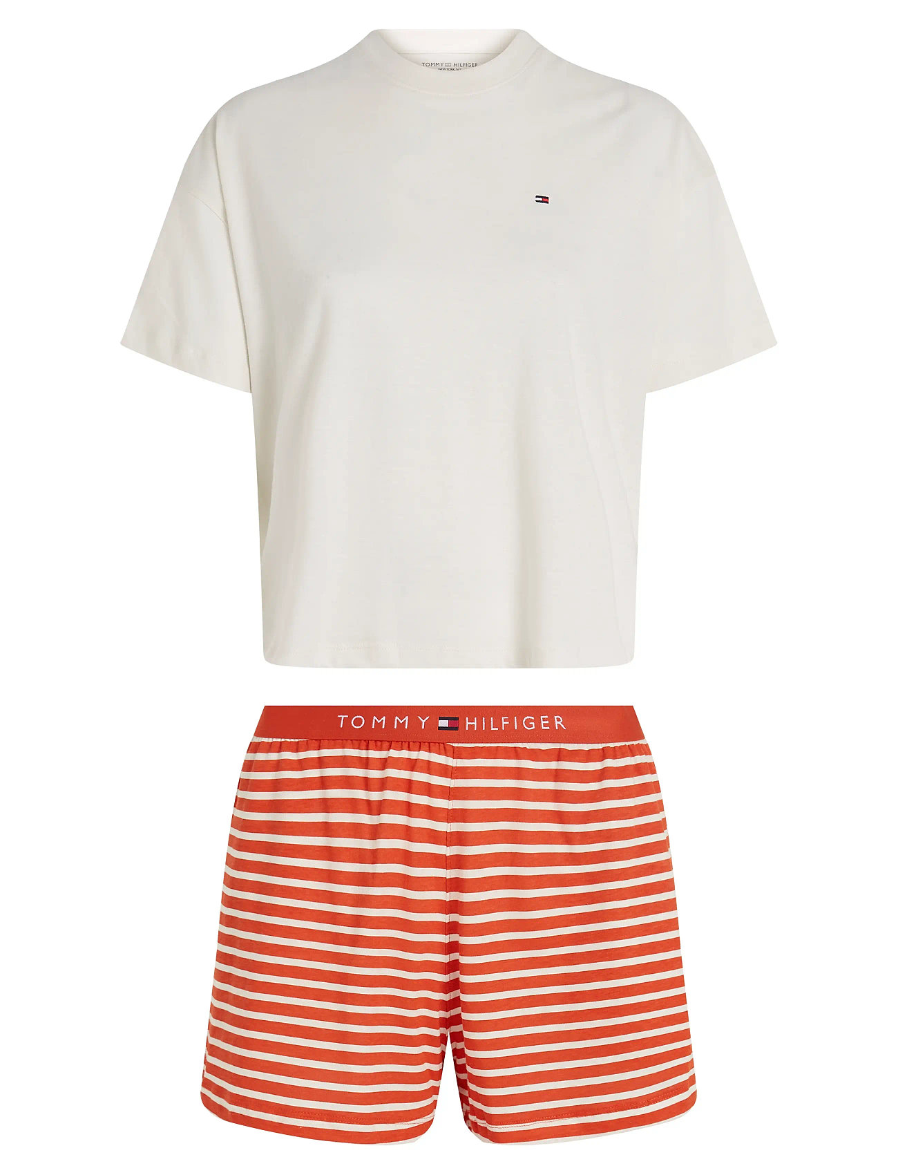 Ss Prt Pj Short Set Pyjamas Cream Tommy Hilfiger