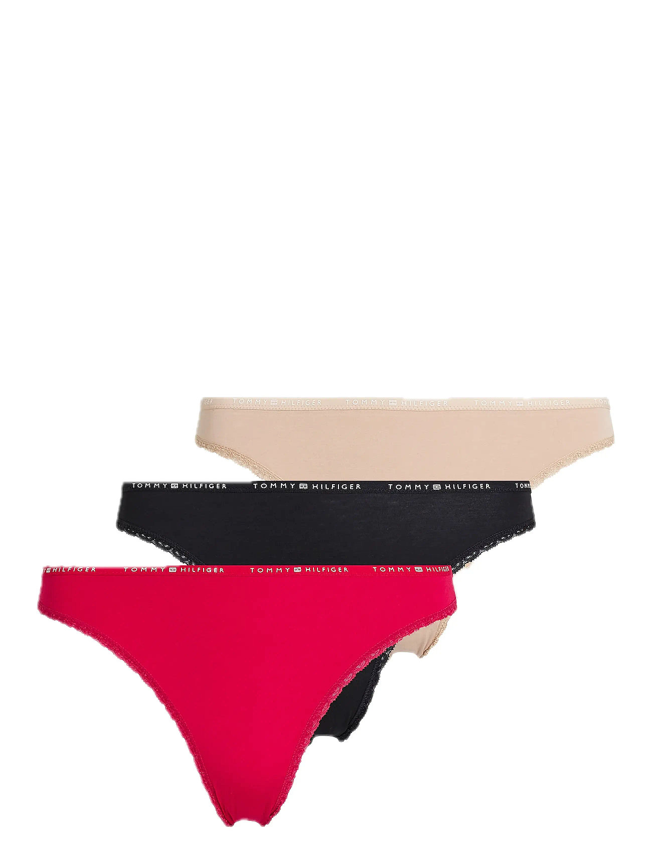 3 Pack Lace Bikini Lingerie Panties Brazilian Panties Pink Tommy Hilfiger