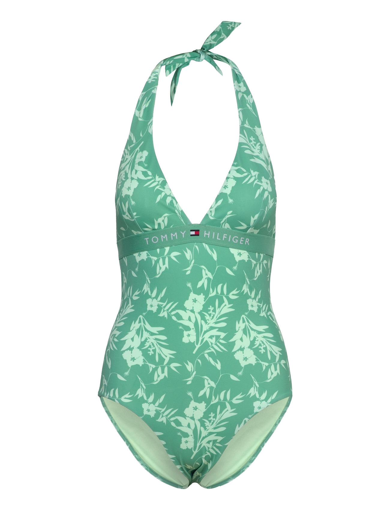 Halter Piece Rp Print Badedrakt Badetøy Green Tommy Hilfiger