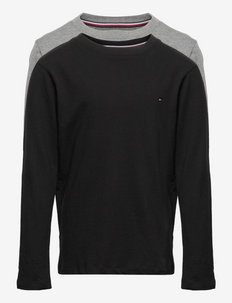 2P CN TEE LS - pitkähihaiset t-paidat - medium grey ht/black