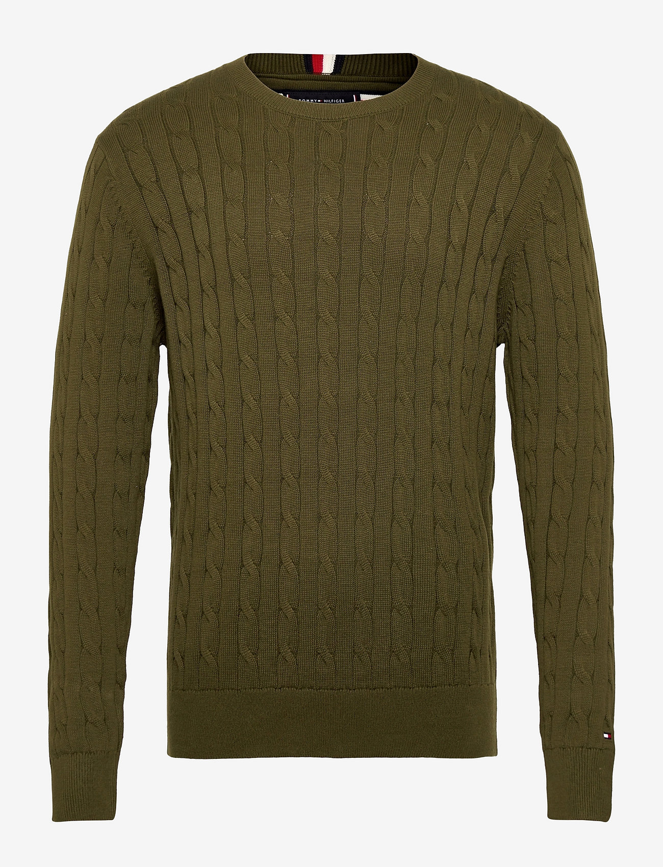 Tommy Hilfiger - CLASSIC COTTON CABLE CREW NECK - knitted round necks - olivewood - 0