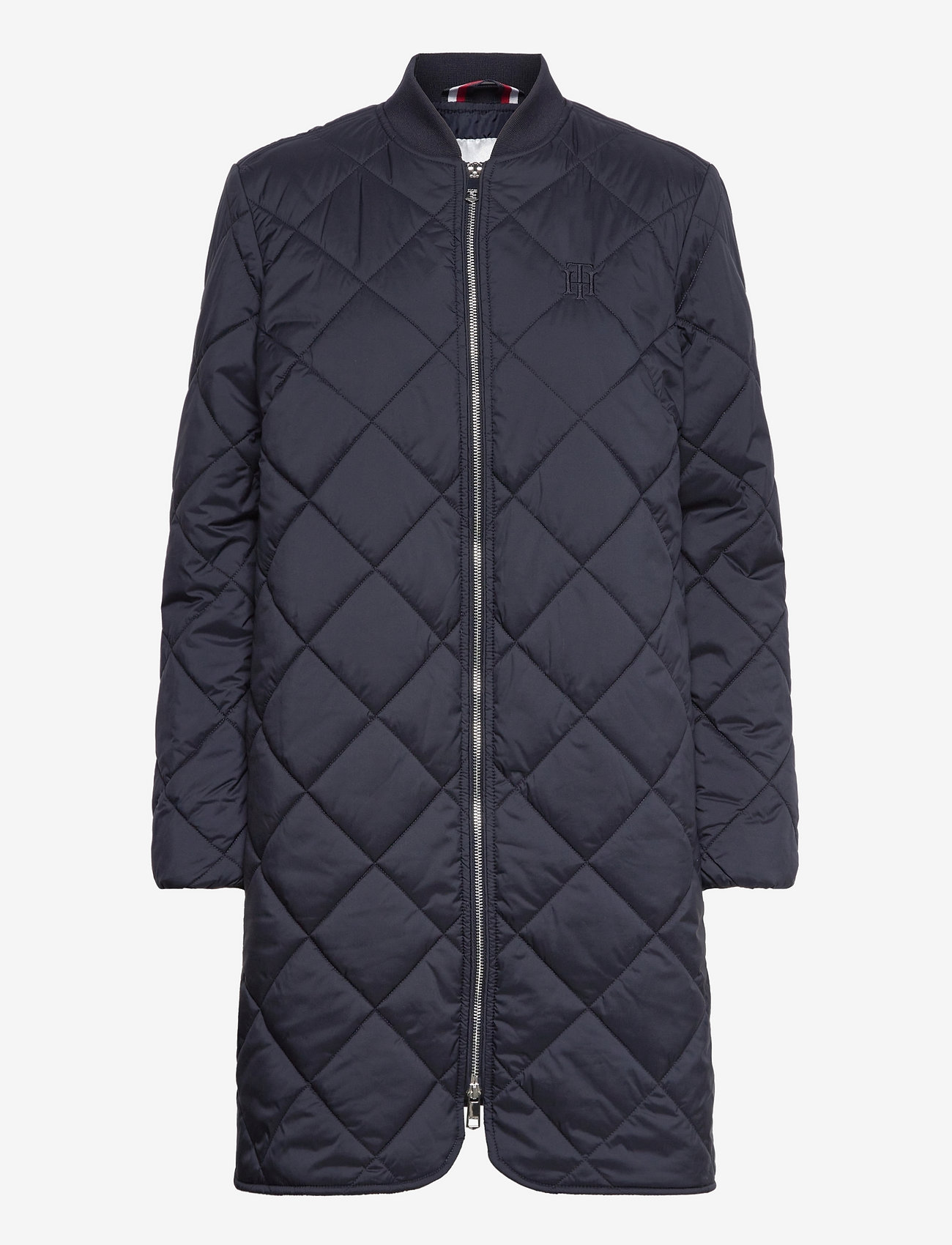 tommy hilfiger long navy coat