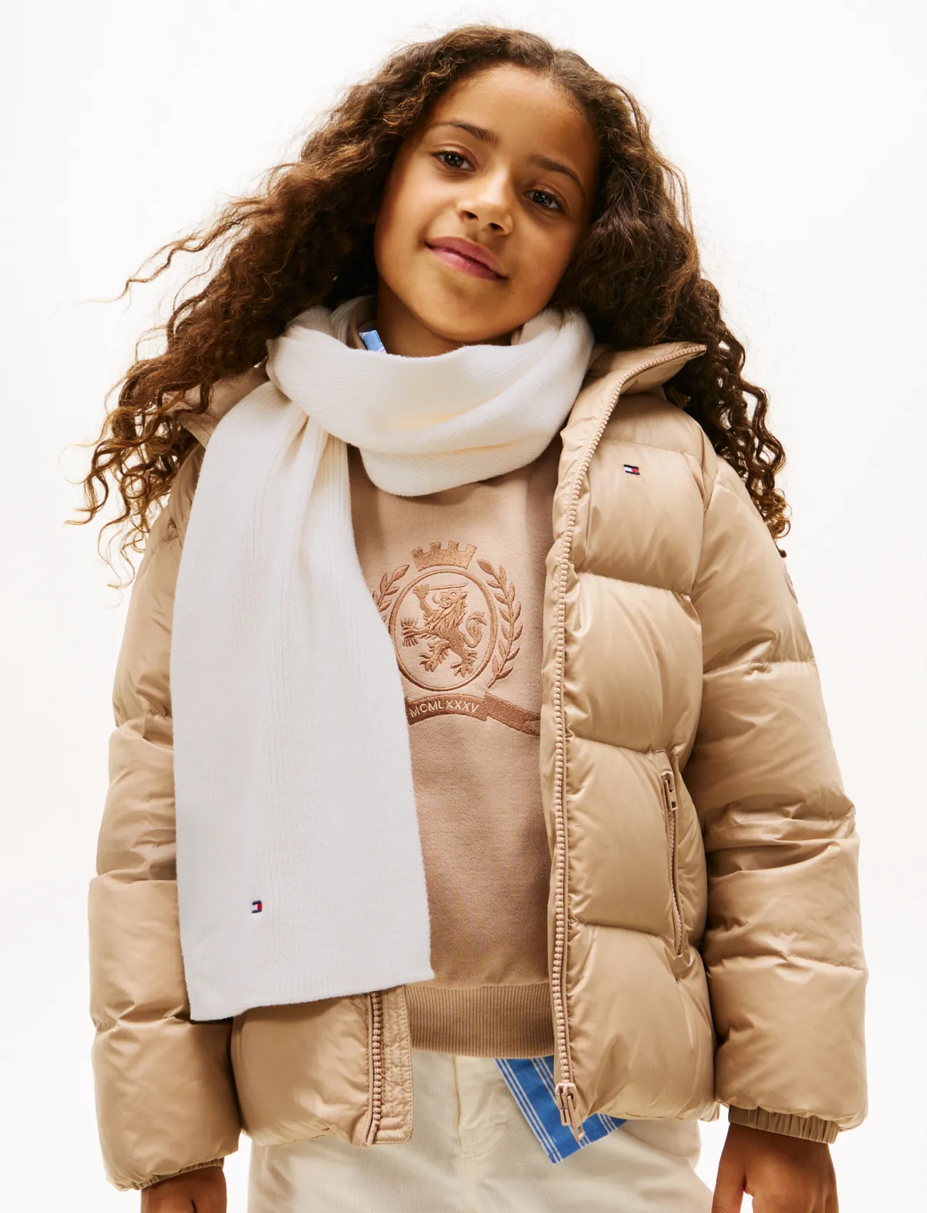 Tommy Hilfiger Small Flag Scarf, One Size, Cream, Tørklæder & Halsvarmere > Tørklæder, Børn