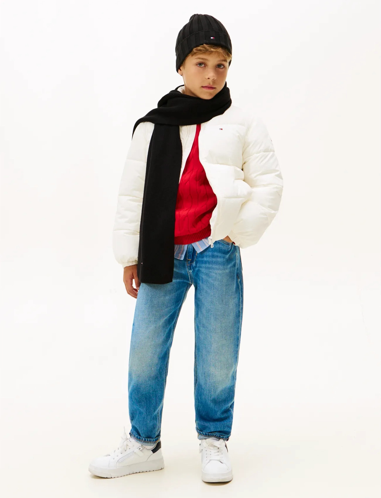 Tommy Hilfiger Small Flag Scarf, One Size, Black, Tørklæder & Halsvarmere > Tørklæder, Børn