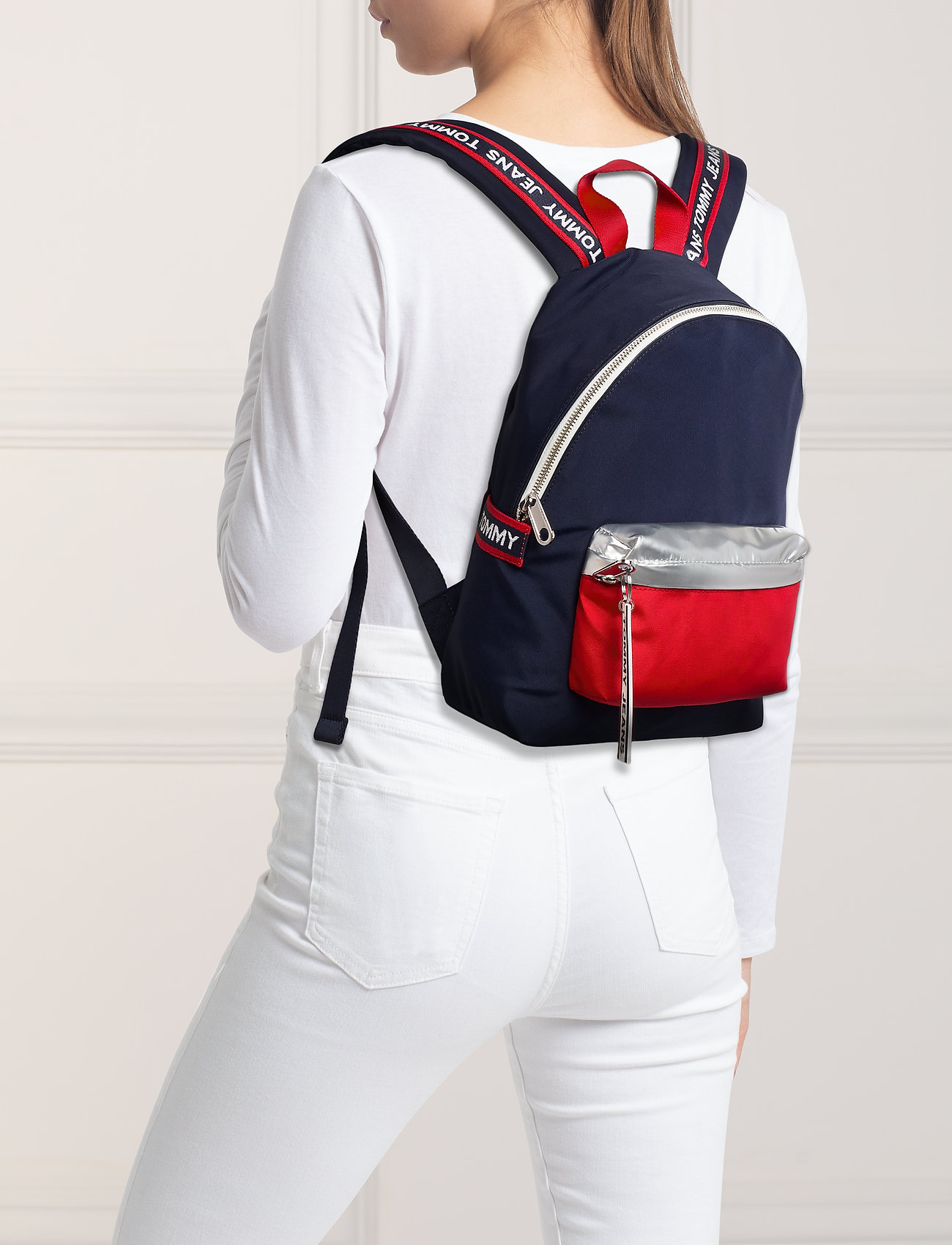 tommy hilfiger logo tape mini backpack