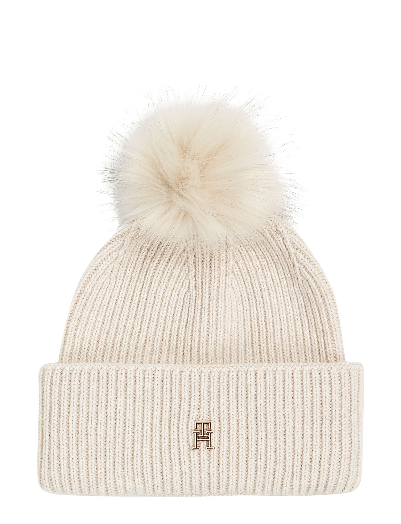 Elevated Chic Beanie W/Pompom Cream Tommy Hilfiger