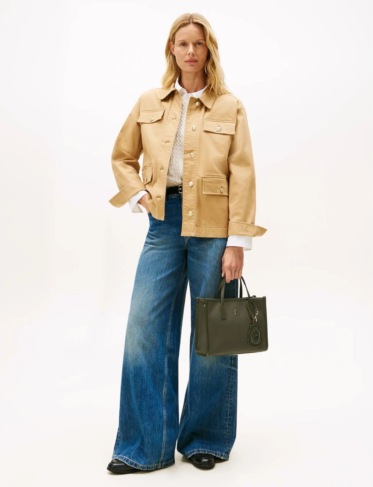 Tommy Hilfiger Th City Small Tote Melton, One Size, Khaki green, Tasker > Tasker Med Tophåndtag, Dame