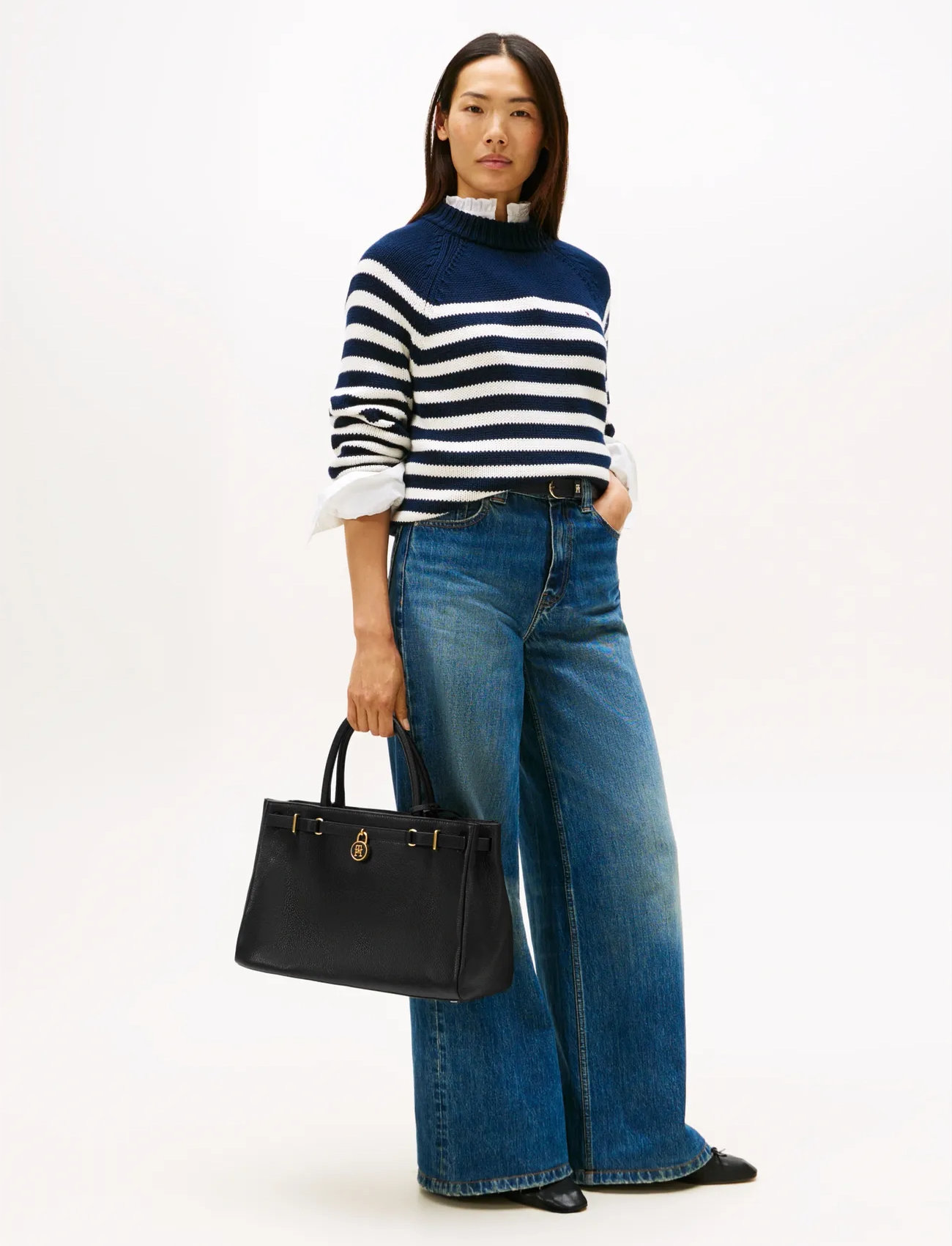 Tommy Hilfiger American Icon Tote Leather, One Size, Black, Tasker > Tasker Med Tophåndtag, Dame