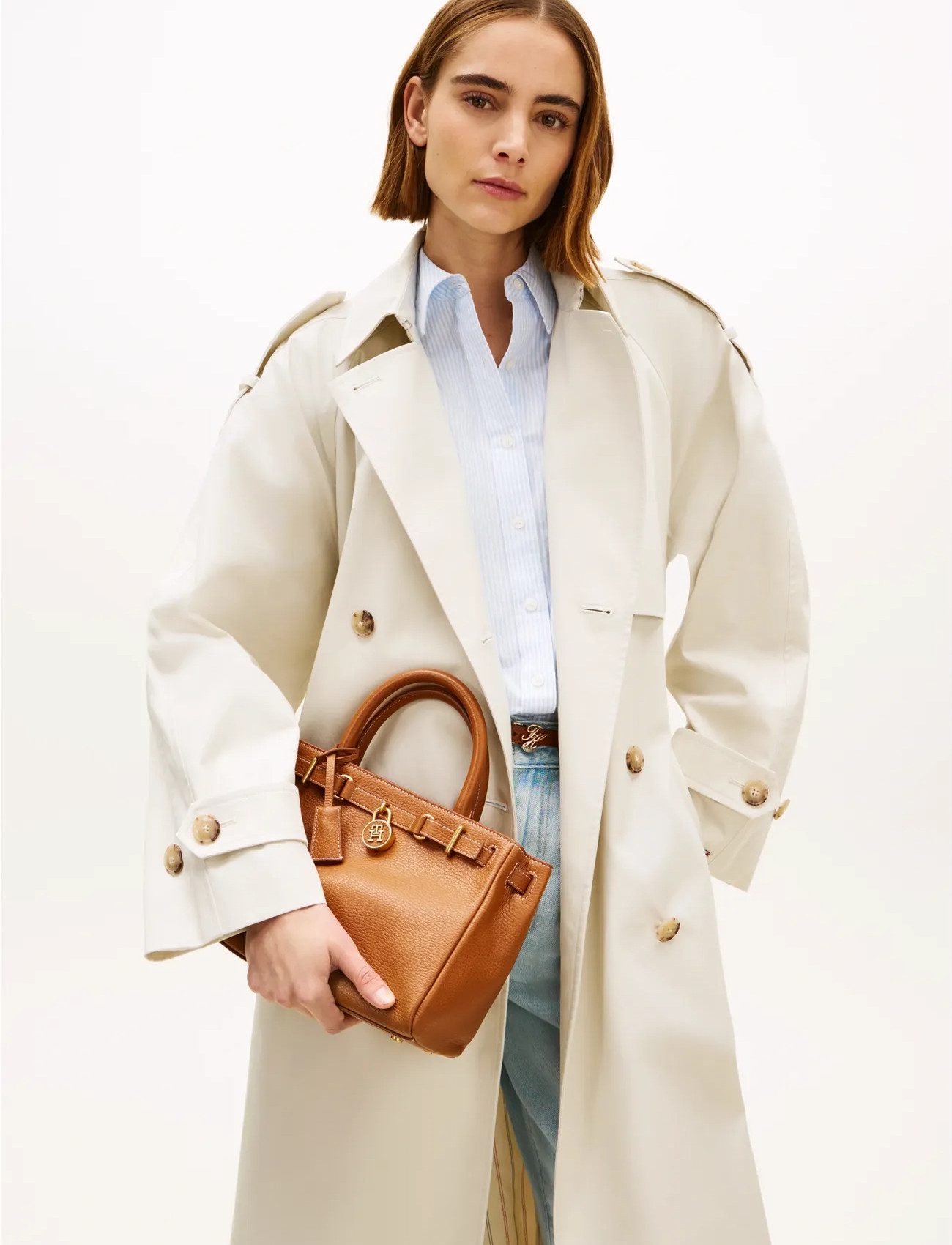 Tommy Hilfiger American Icon Mini Tote Leather, One Size, Brown, Tasker > Tasker Med Tophåndtag, Dame