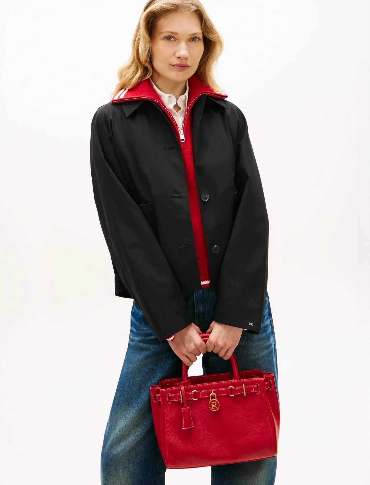 Tommy Hilfiger American Icon Mini Tote Leather, One Size, Red, Tasker > Tasker Med Tophåndtag, Dame