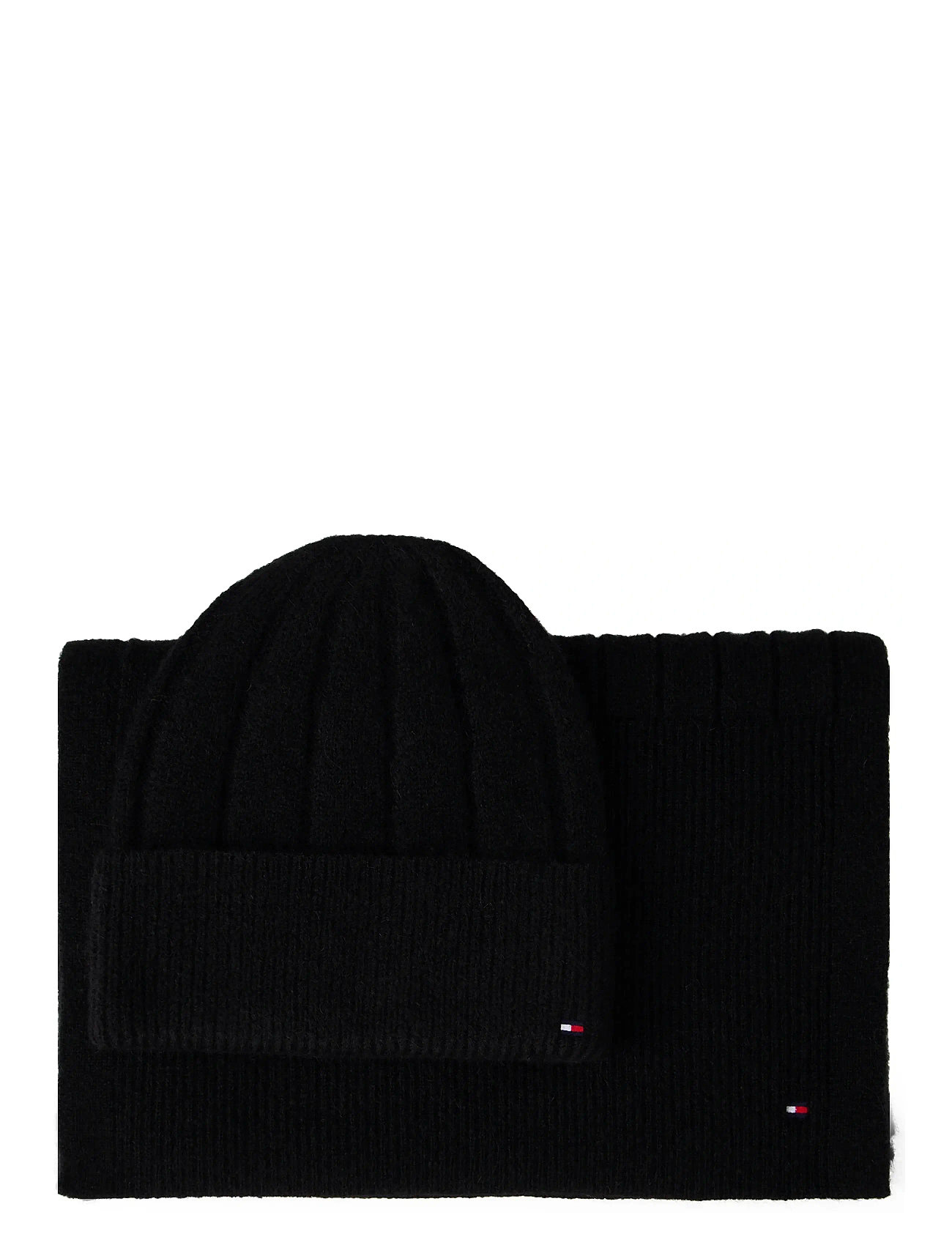 TOMMY HILFIGER Th Flag Fluffy Pudelmütze & Schal Gp Schwarz - One Size - Damen