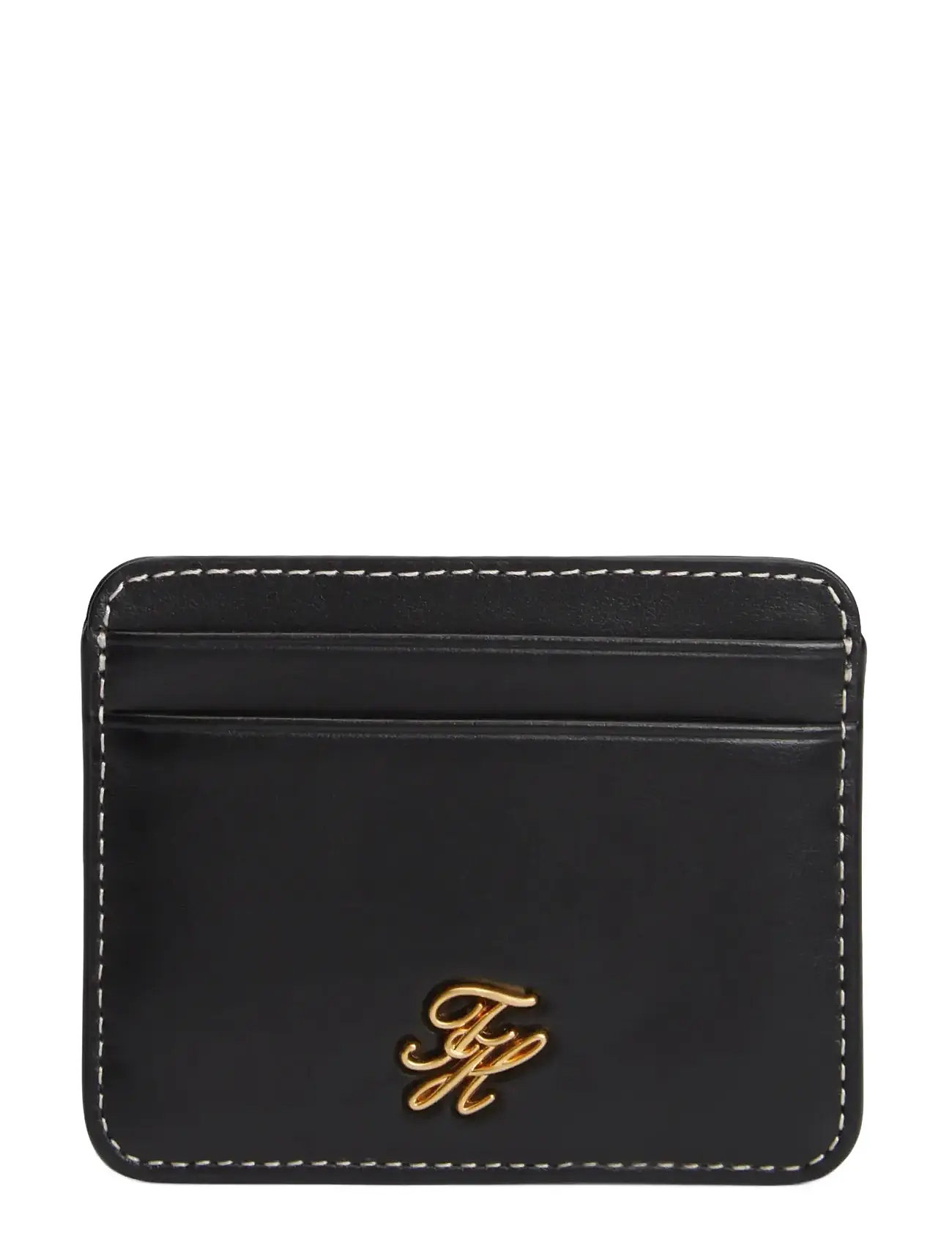 Tommy Hilfiger Th Script Leather Cc Holder, One Size, Black, Kortholdere Og Punge > Kortholder, Dame