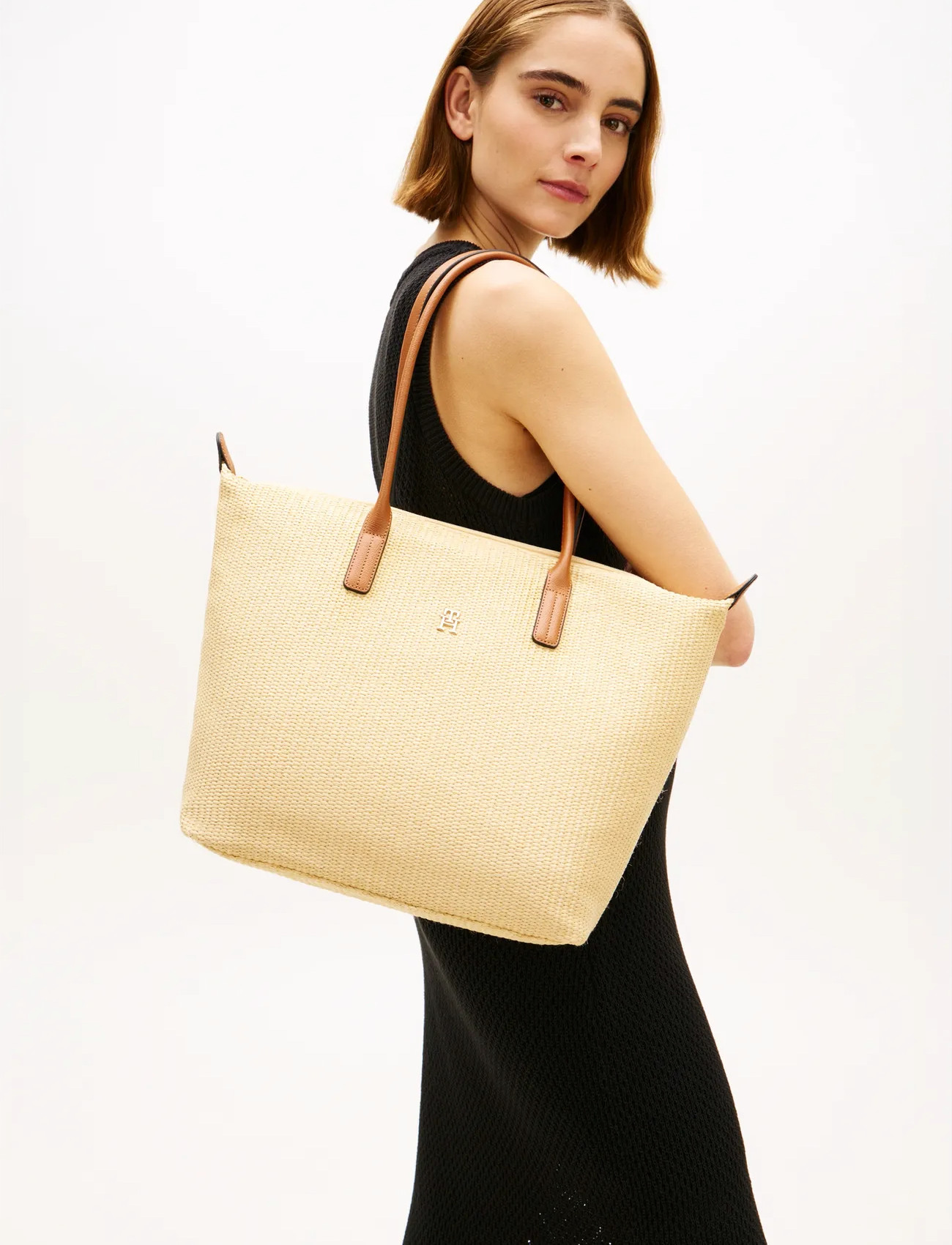 Tommy Hilfiger Popette Tote Raffia, One Size, Beige, Tasker > Totes, Dame