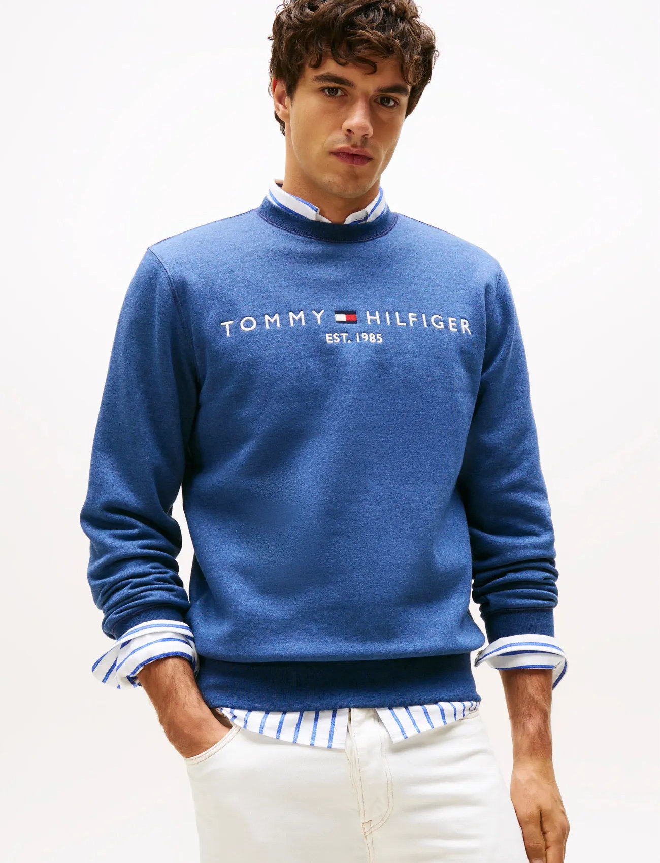 Tommy Hilfiger Tommy Logo Sweatshirt, XS, Blue, Sweatshirts & Hættetrøjer > Sweatshirts, Herre