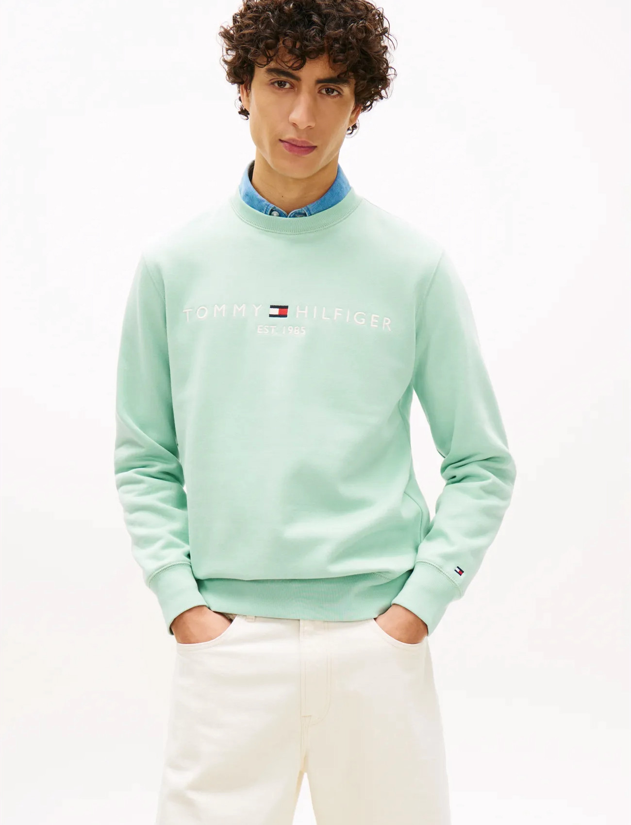 Tommy Hilfiger Tommy Logo Sweatshirt, XL, Green, Sweatshirts & Hættetrøjer > Sweatshirts, Herre