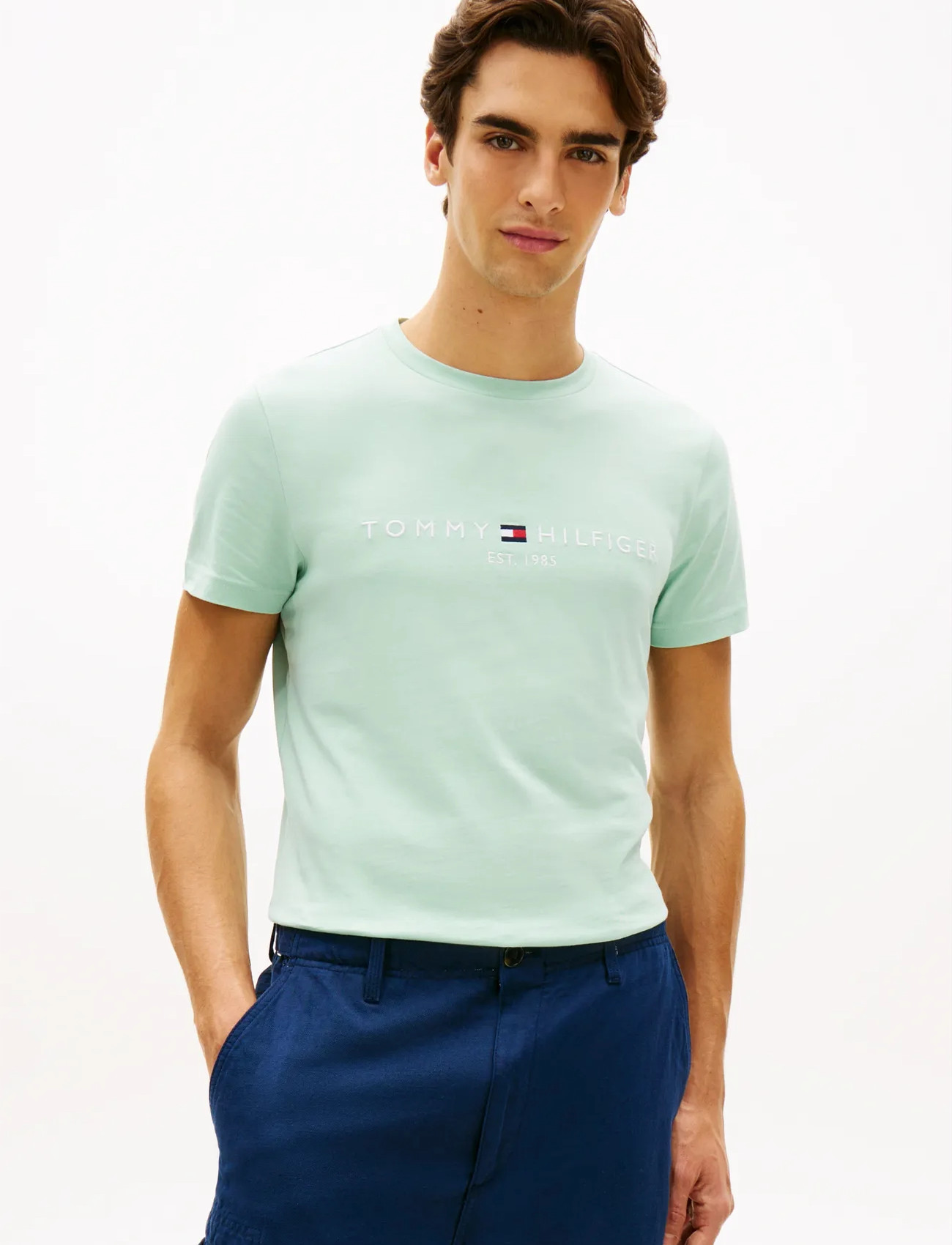 Tommy Hilfiger Tommy Logo Tee, L, Green, T-Shirts > Kortærmede, Herre