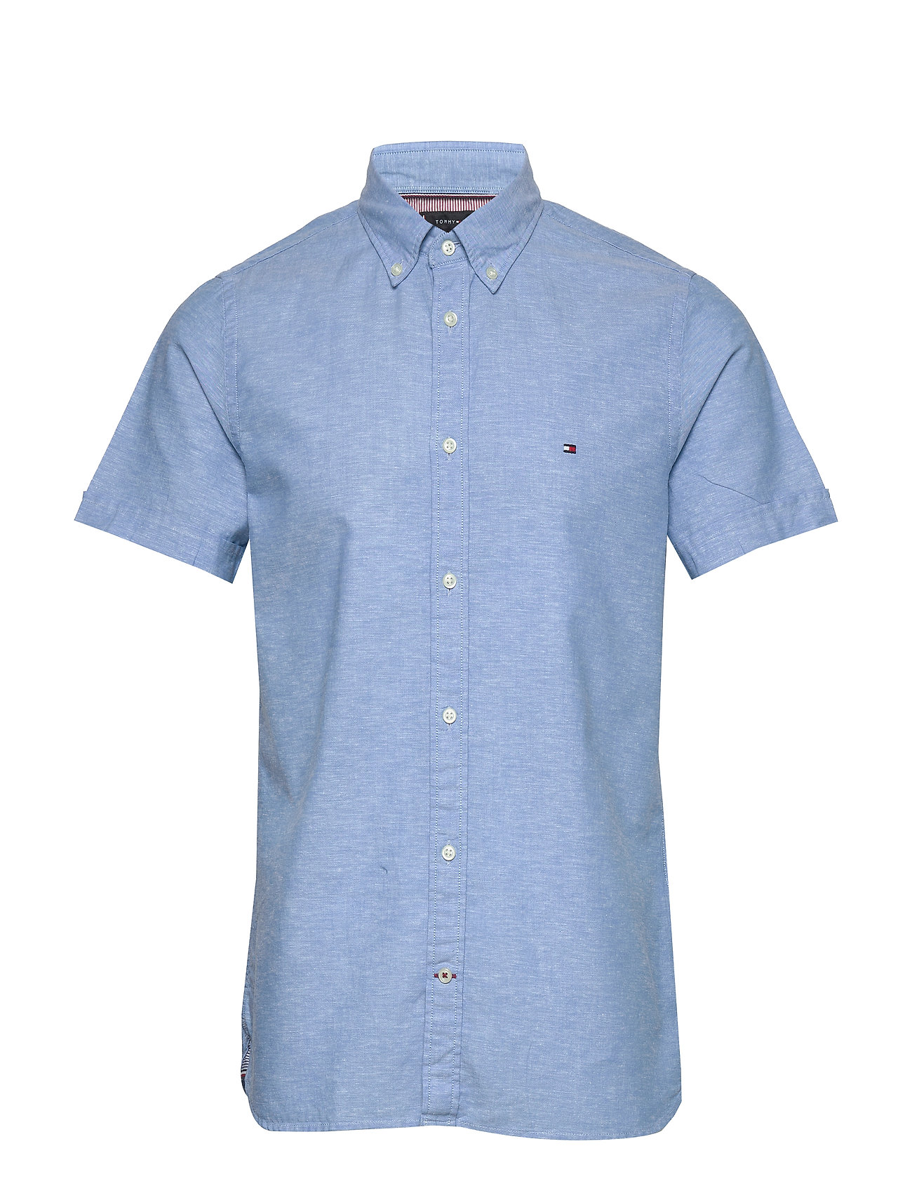 Tommy Hilfiger kortærmede – Slim Cotton Linen Shirt S/S Kortærmet Skjorte Blå Tommy til herre i Blå - Pashion.dk
