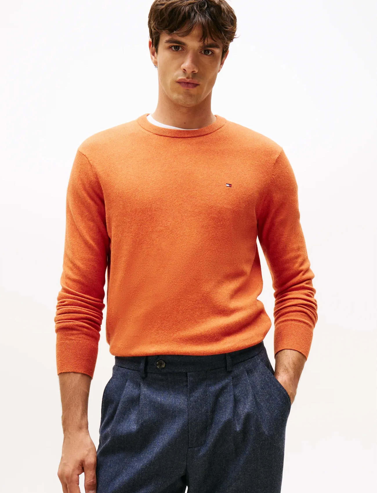 Tommy Hilfiger Pima Org Ctn Cashmere Crew Neck, XL, Orange, Strik > Runde Halse, Herre