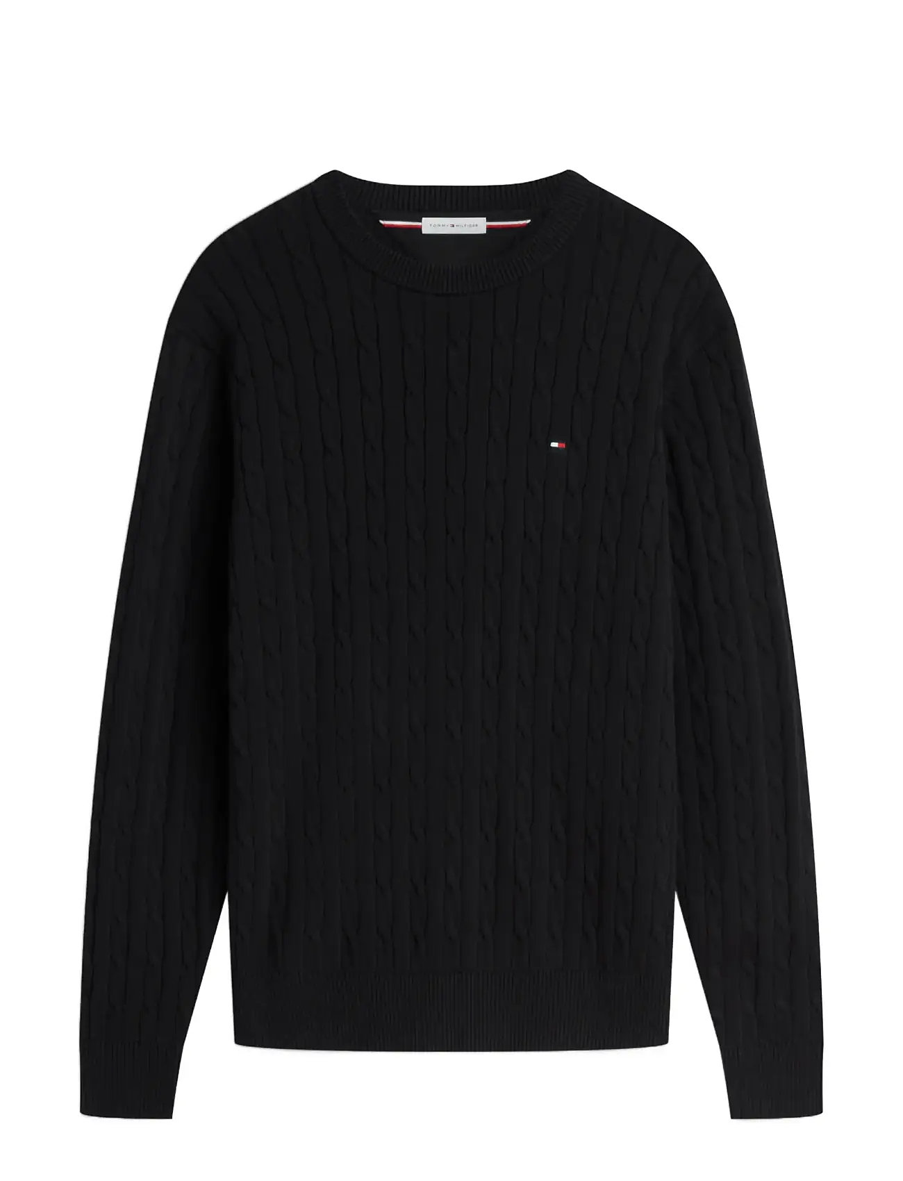TOMMY HILFIGER Klassisch Baumwolle Cable Crew Neck Schwarz - XXXL - Herren