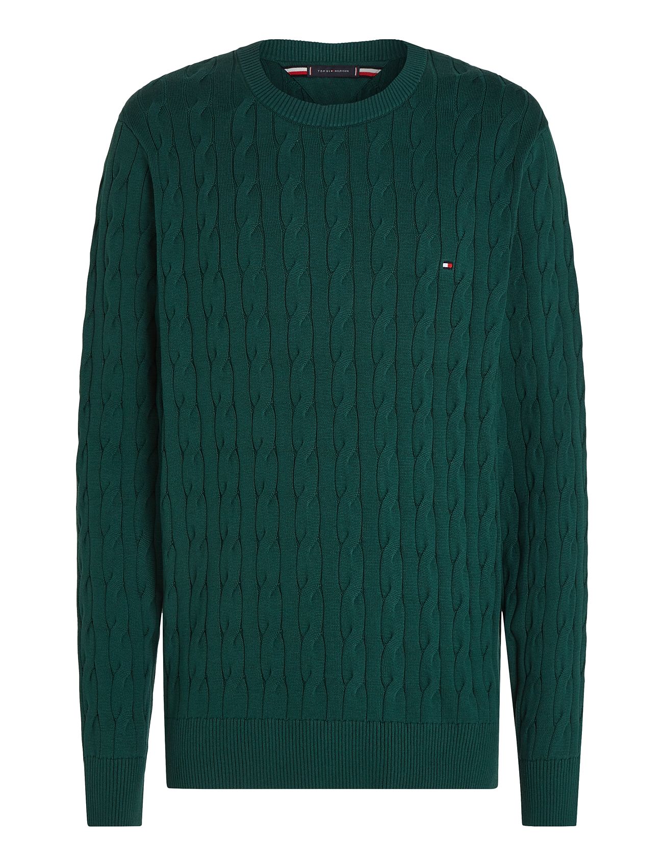 Classic Cotton Cable Crew Neck Green Tommy Hilfiger